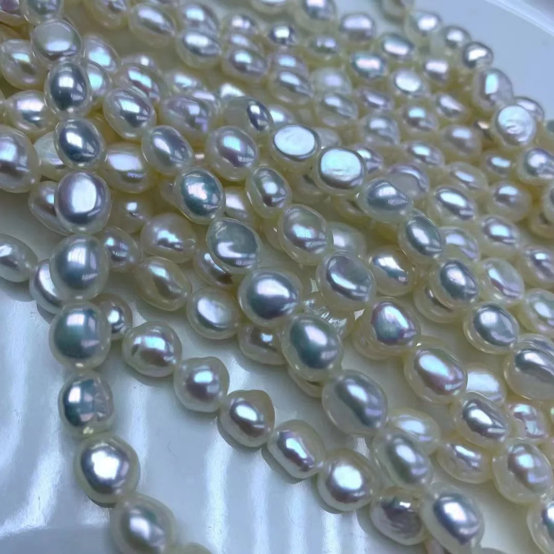 High Strong Luster Flawless 7-8mm Baroque Double Shiny Freshwater Natural String Pearl Necklace for DIY Jewelry Making Wholesale