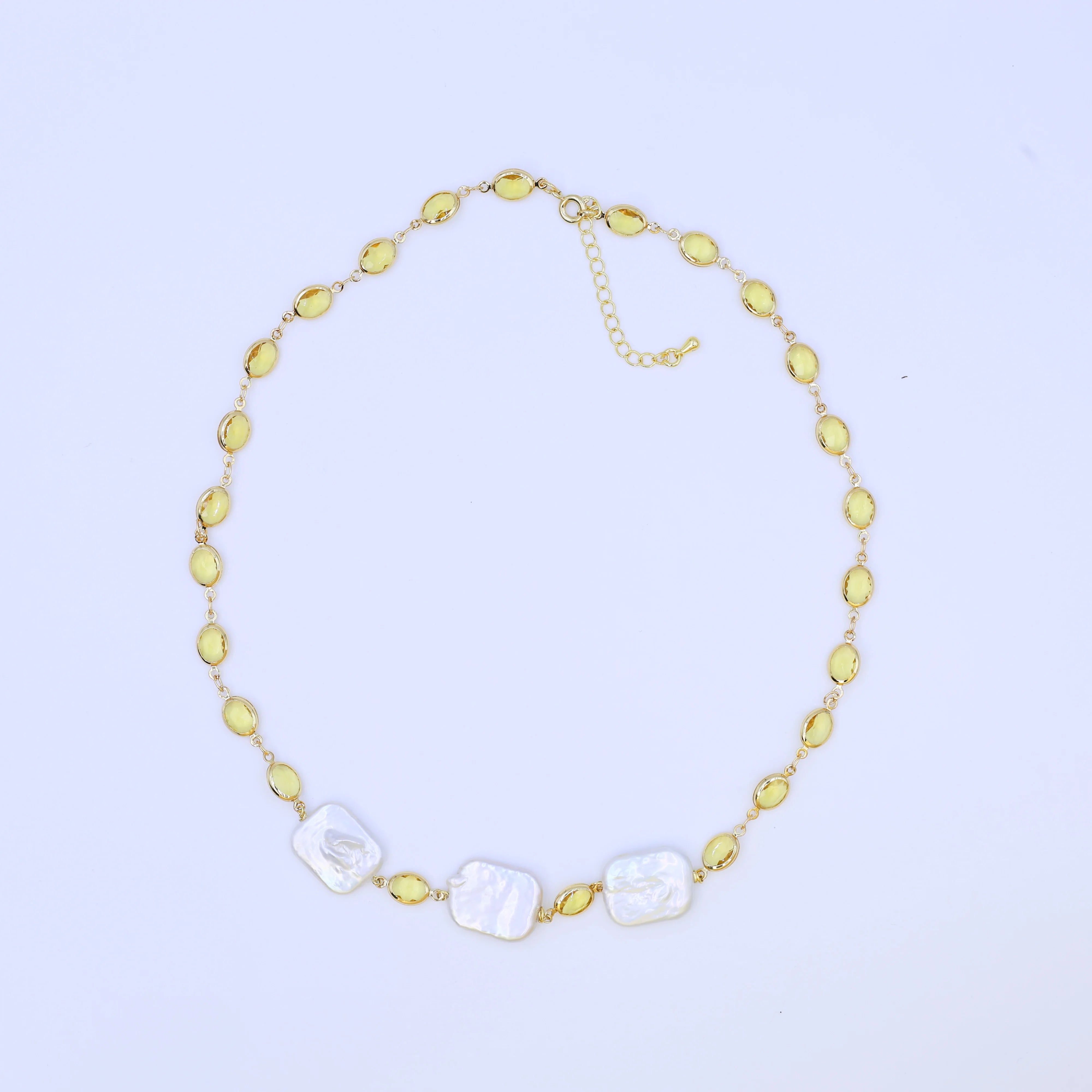 DIY Design Baroque Freshwater White Pearl 18K Gold Pendant Necklace Trendy Collarbone Necklaces for Women for Weddings Parties