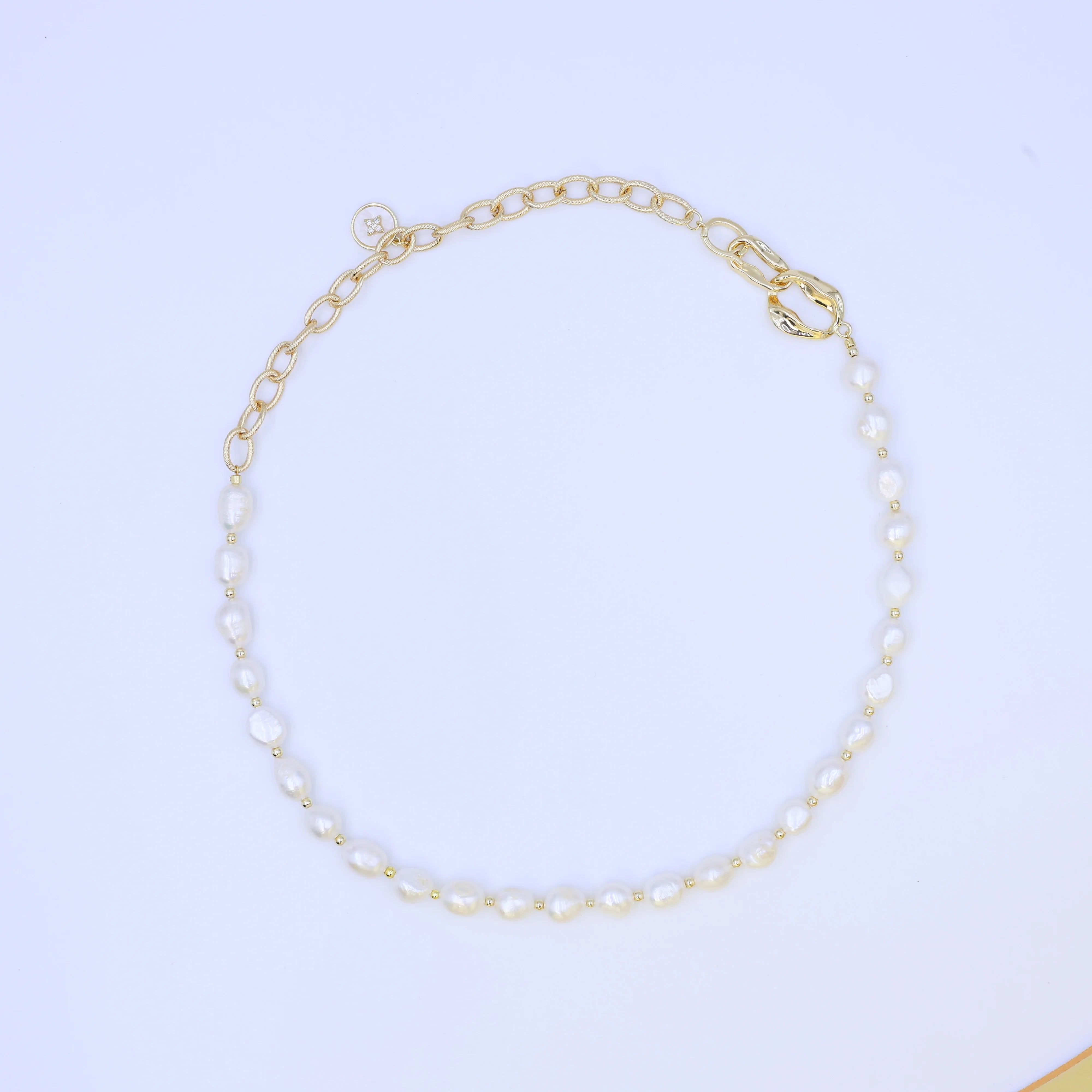 DIY Fashion Design 18K Gold Plated big Size 9-10mm White Freshwater Pearl Choker Necklace Classic Style for Gift