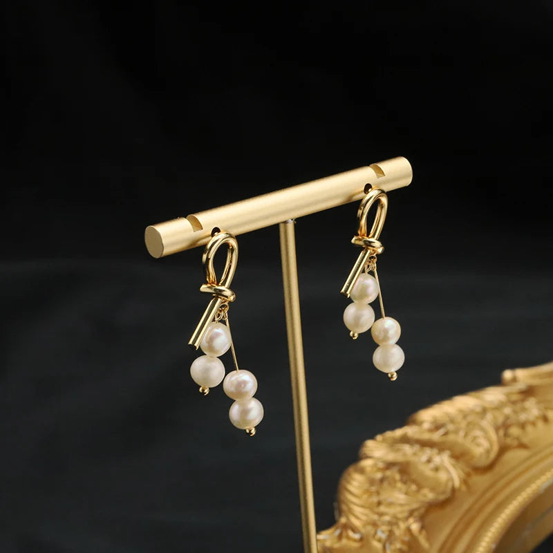 DIY Design Nature Freshwater Pearl Drop Earring Luxury Elegant Wedding Jewelry Gold Plating Gift Original Echo Eardrop