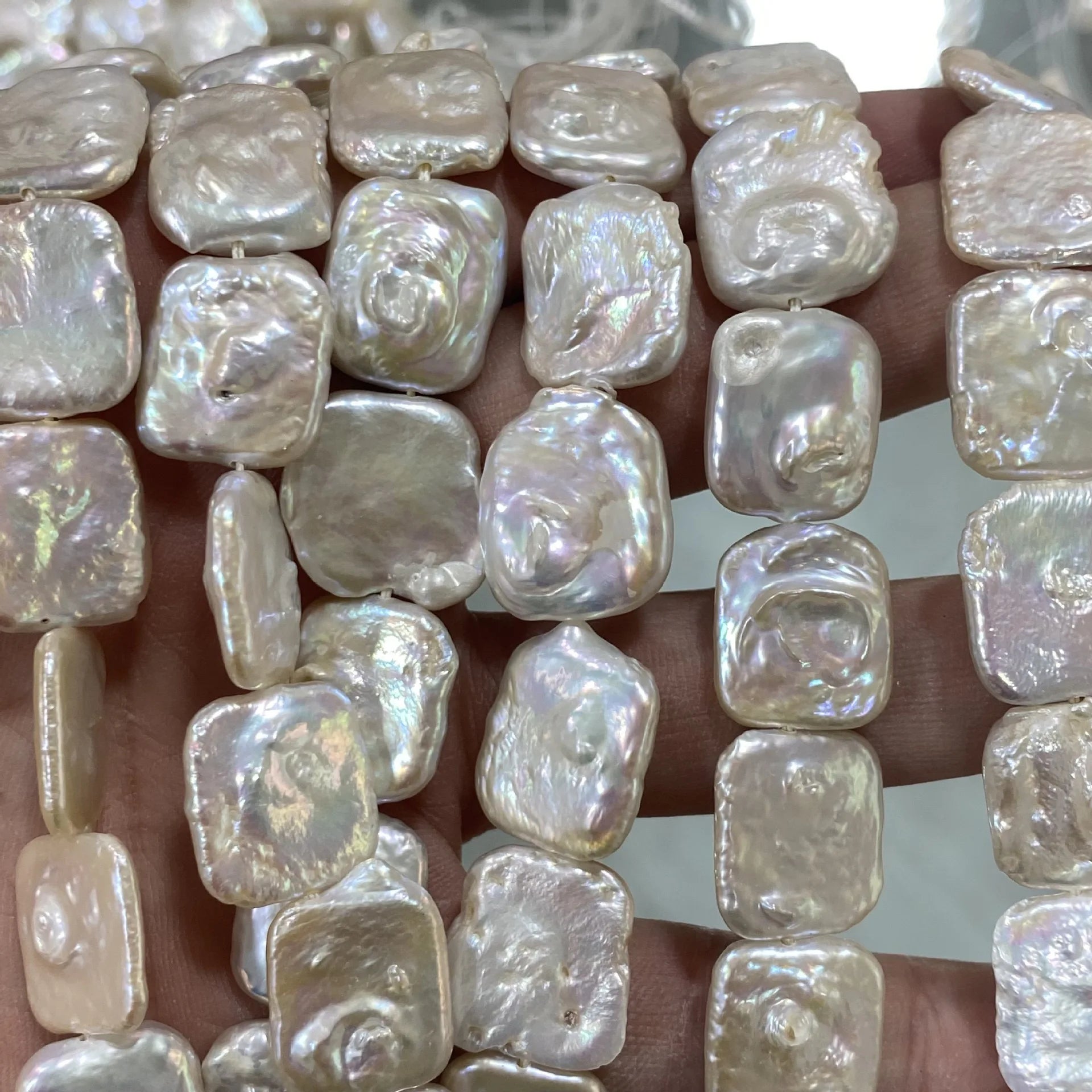 Zhuji AAA Grade Cultured Freshwater Pearl 14-15mm square Baroque pearls DIY design using pearls
