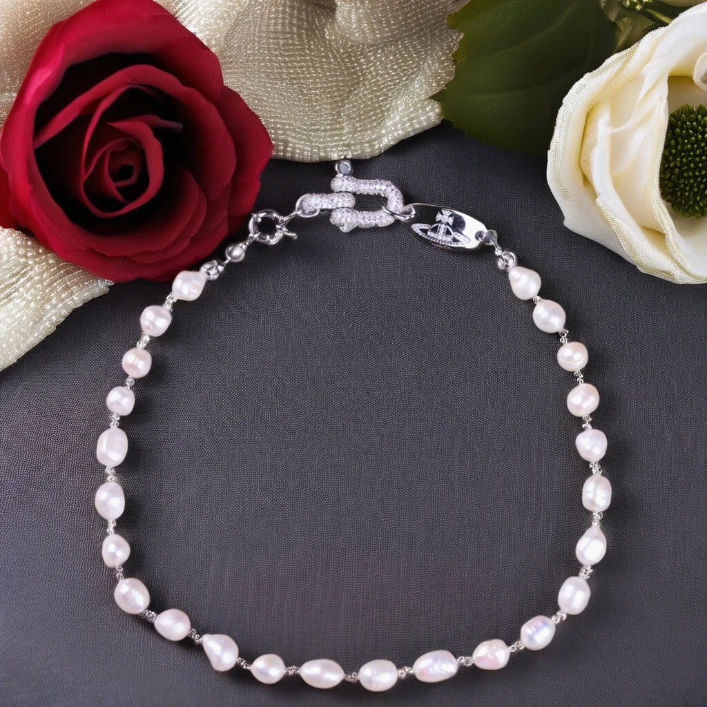 DIY Handmade Romantic Retro Natural Freshwater Pearl Necklace Gold Plated for Wedding and Party Gifts