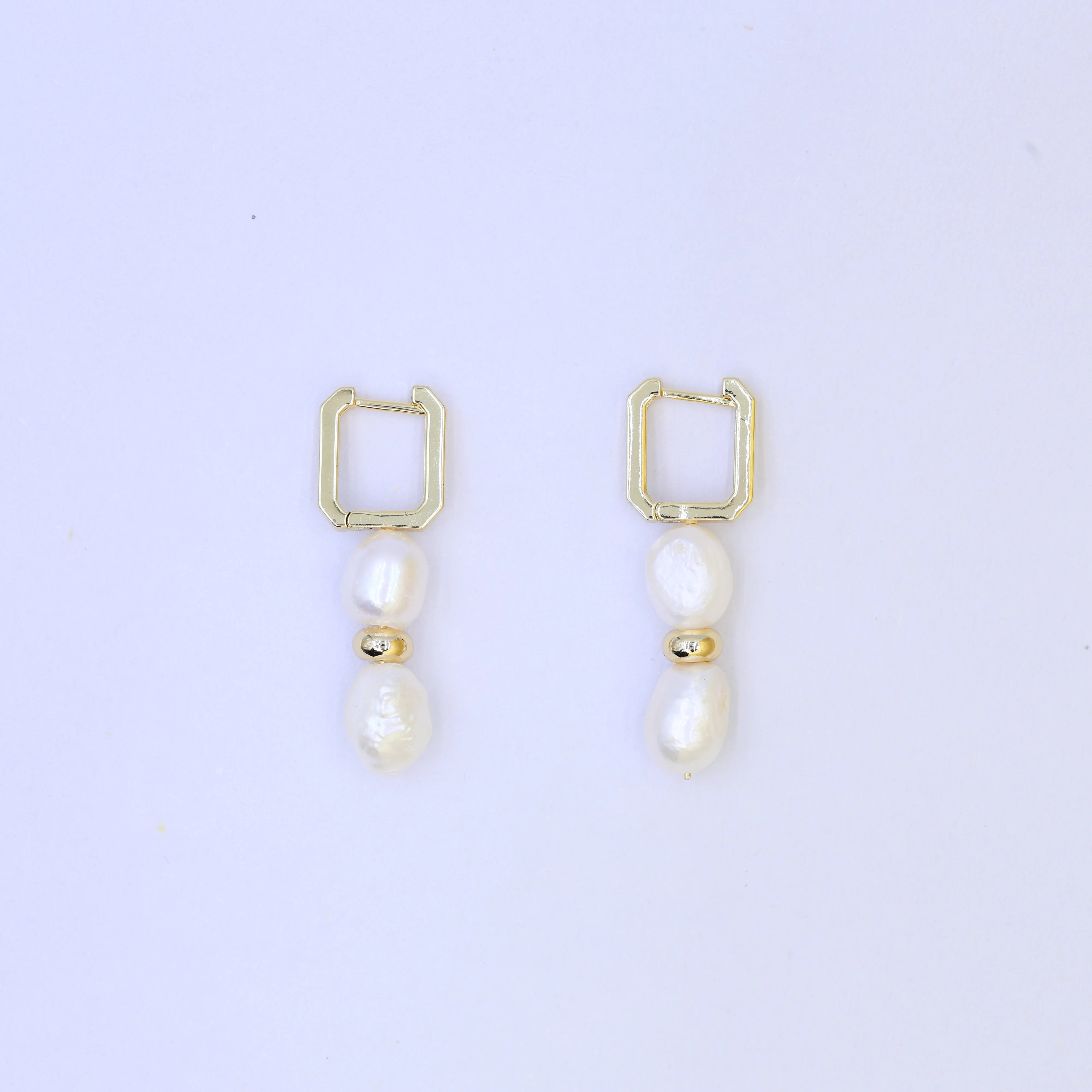 DIY Fashion Design Natural Freshwater Pearl 18K Gold Plated Women's Earrings
