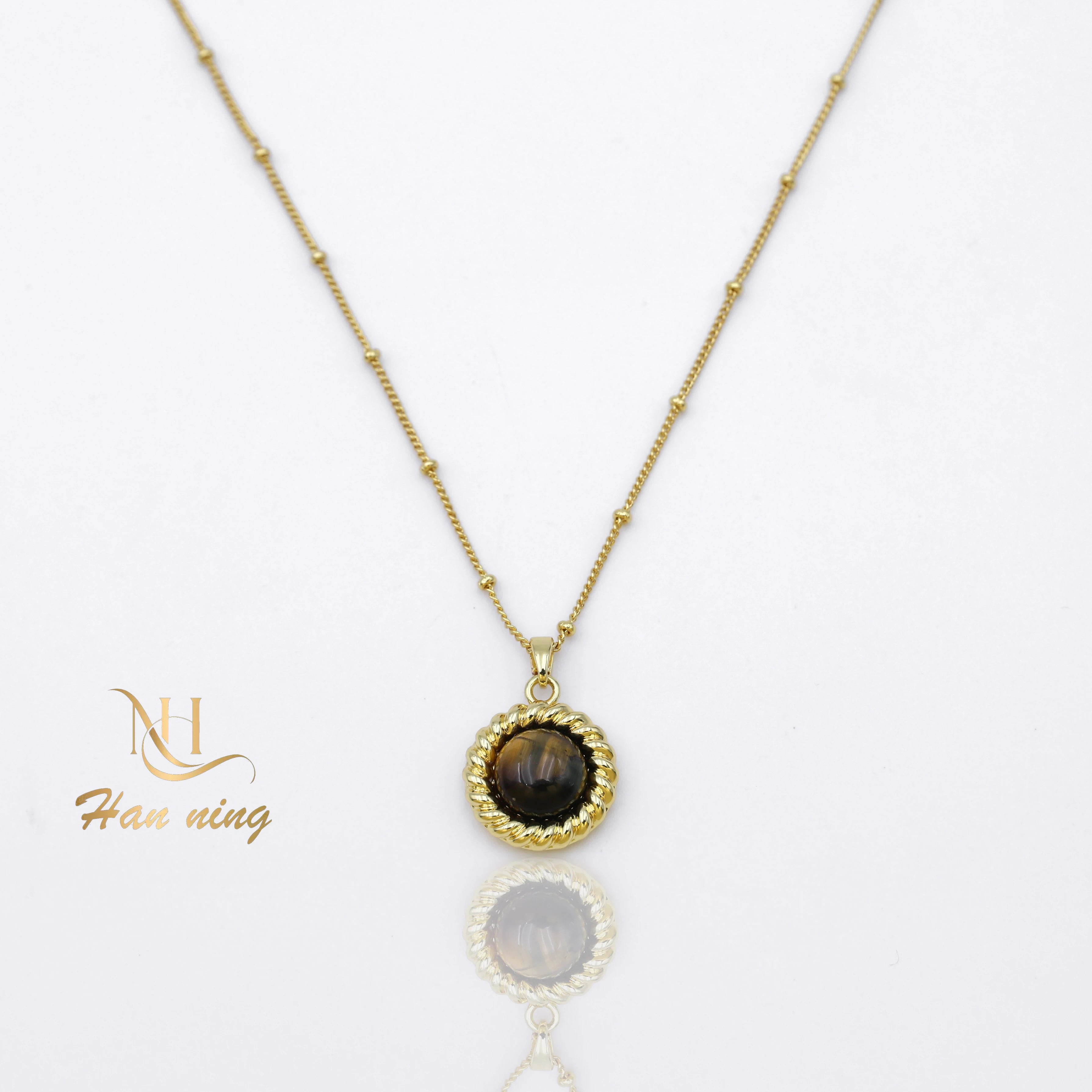 DIY Fashion Design Lucky Adjustable Gold-Plated Link Chain Black Crystal Flower Diamond Pendant Inlaid Zircon Necklace Alloy