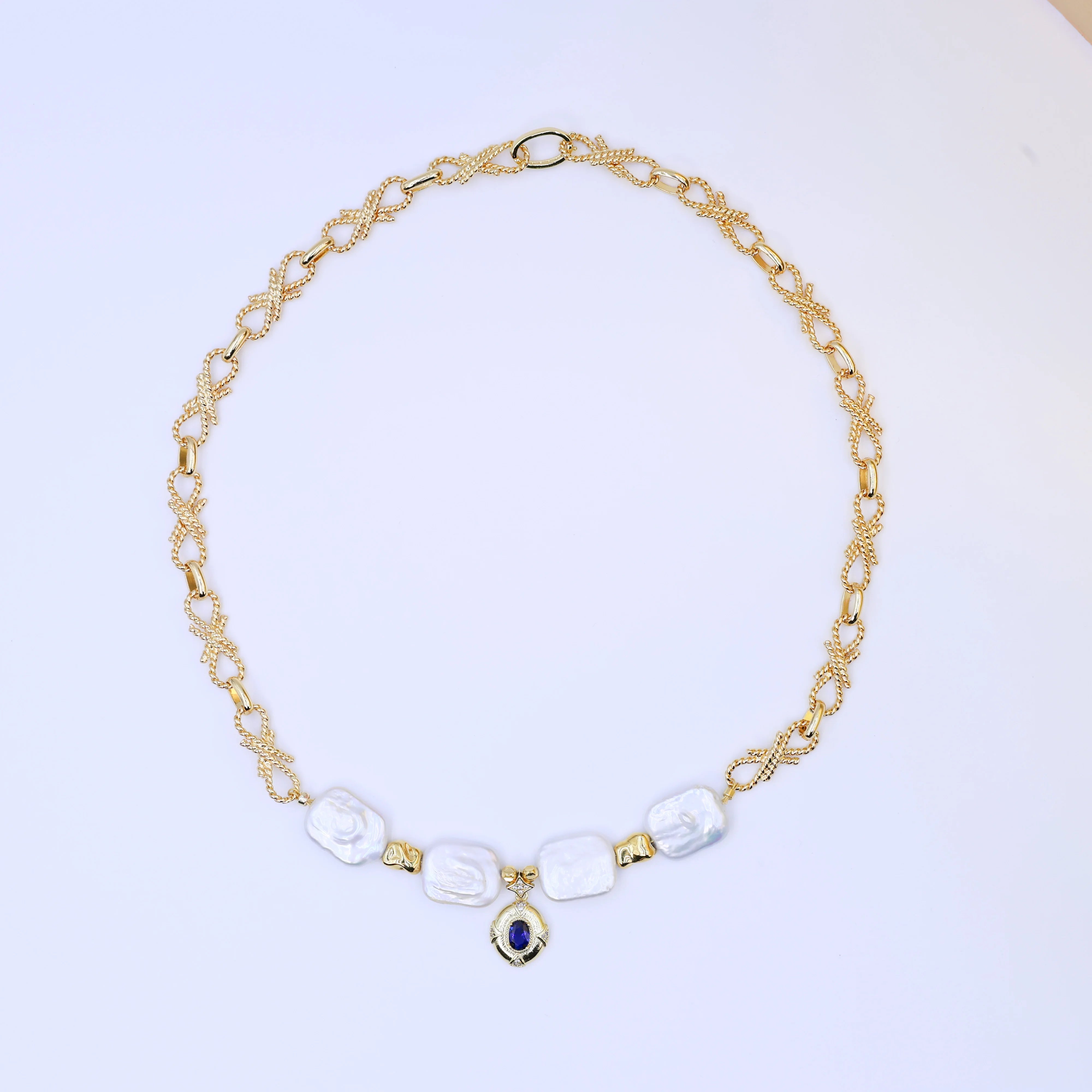 Customizable natural freshwater pearl 18K gold-plated necklace with Baroque pearl high-end design High end DIY design products