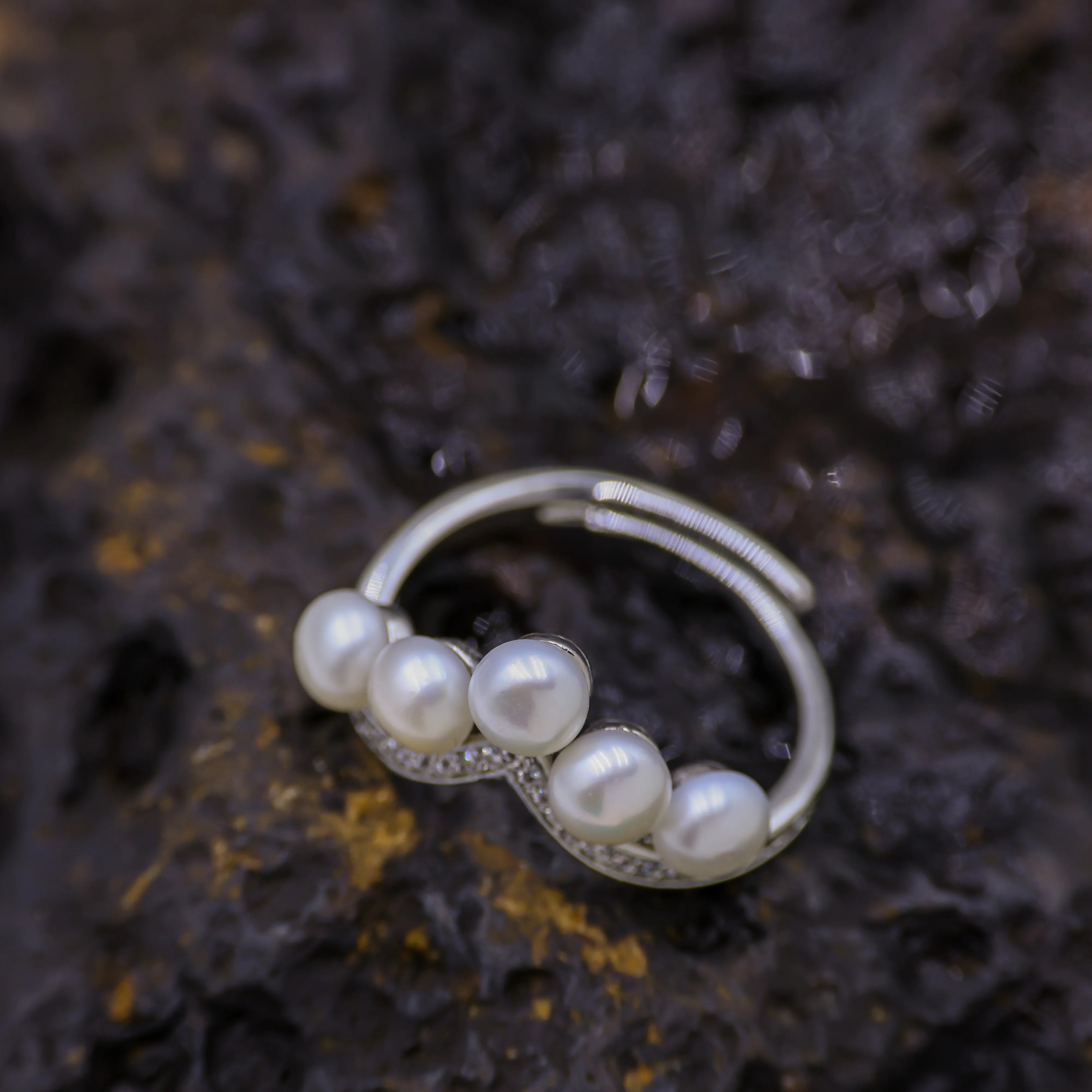 18K Platinum Plated Wedding Ring Elegance White Freshwater Natural Pearls Super Quality Beautiful Women's Engagement Gifts