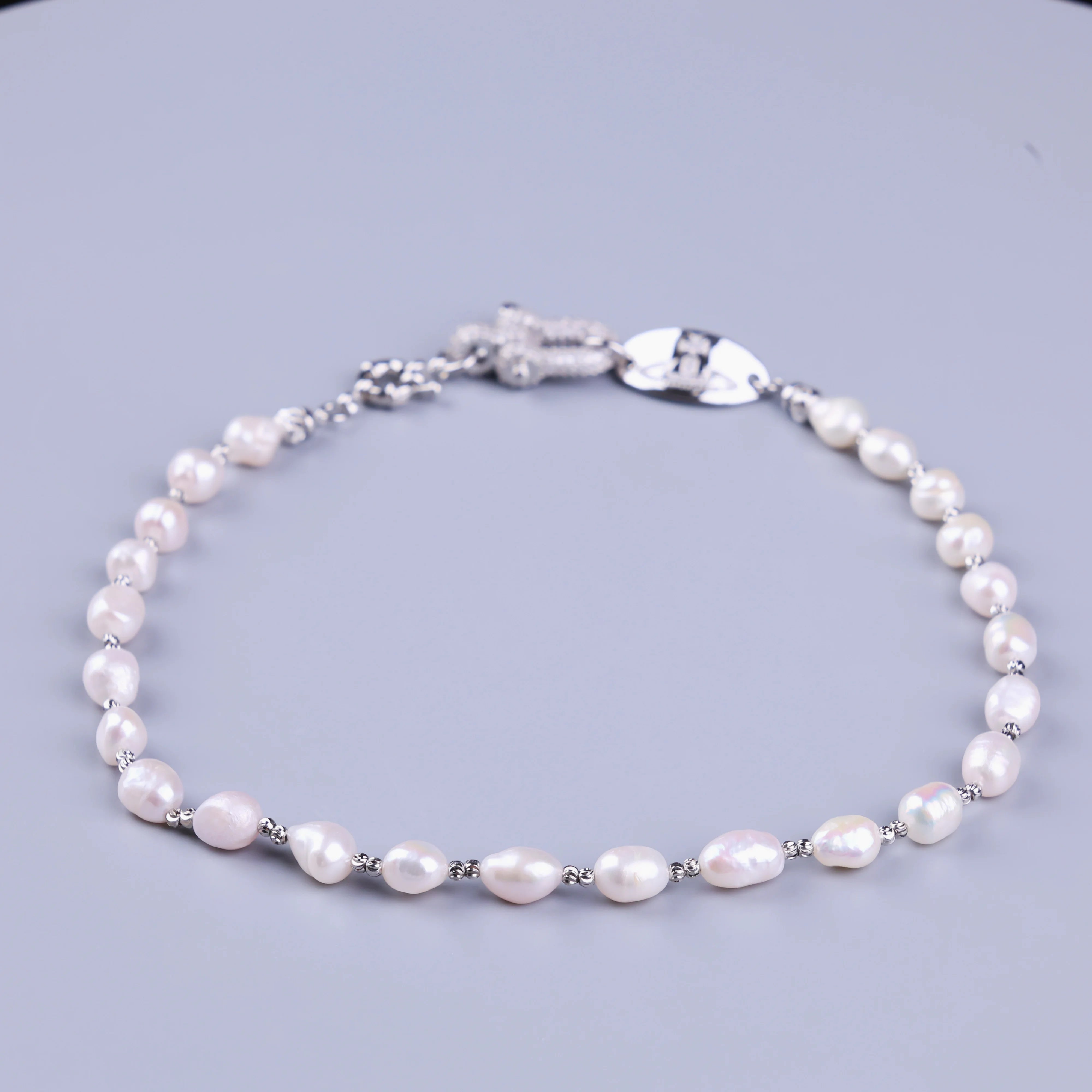 DIY Handmade Romantic Retro Natural Freshwater Pearl Necklace Gold Plated for Wedding and Party Gifts