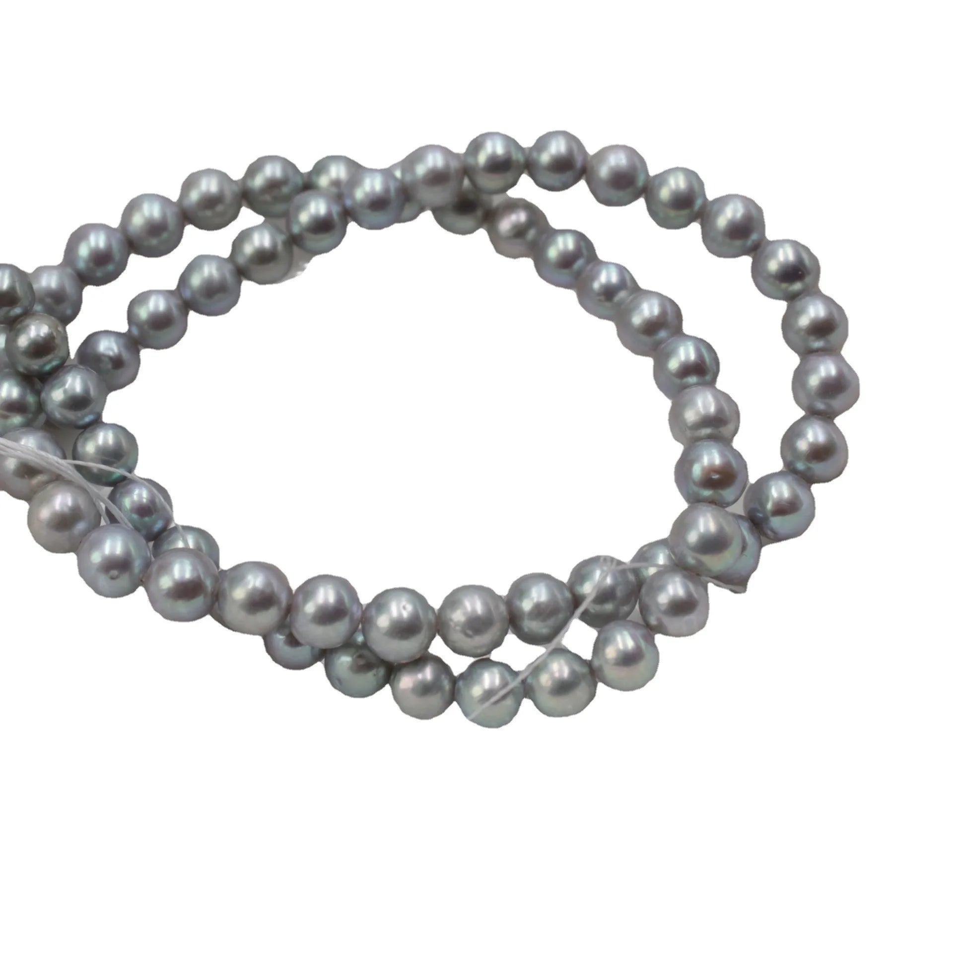 4A Grade 7-8mm Natural Gray Freshwater Pearls Loose round Pearl Drilled for DIY Jewelry & Jewelry Making