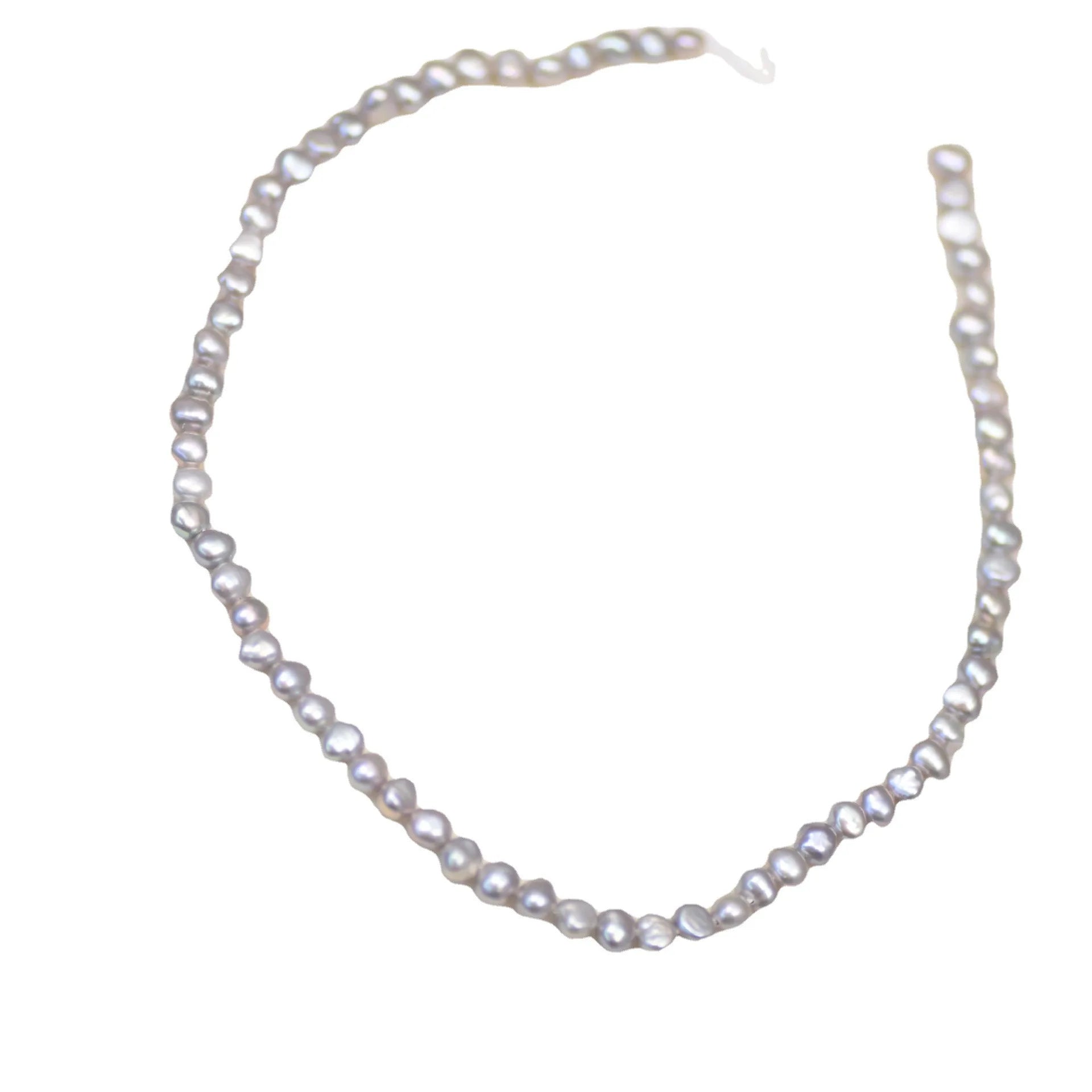 5-6mm Baroque Freshwater Pearl Bead Grey Color with Smooth Surface Natural Loose Strand Bracelet Necklace Make for Fine Jewelry