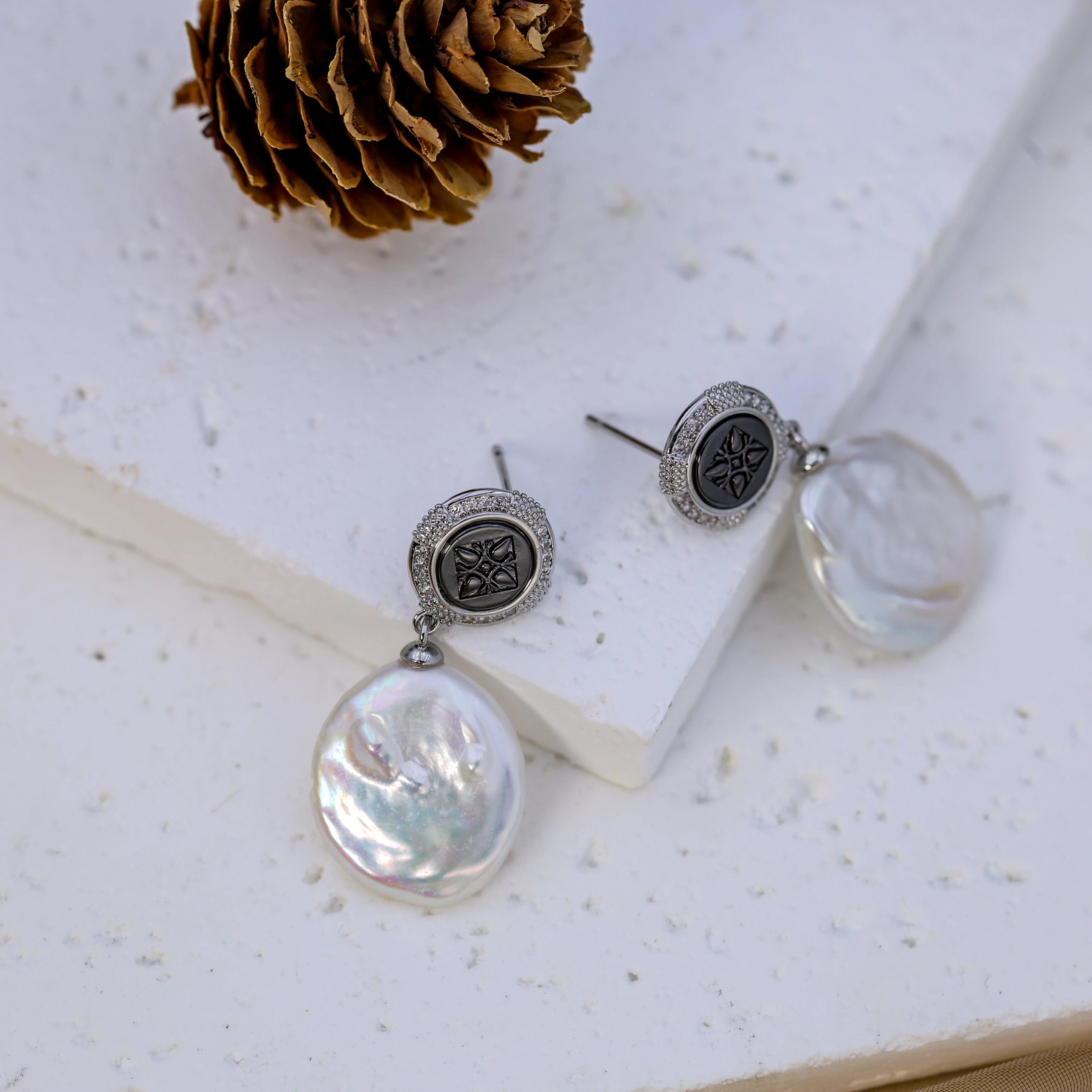Natural Water Pearl Earrings Unisex Trendy Retro Drop Pendant 14k Gold Electroplating Star Awn Fashion Diamond Silver DIY