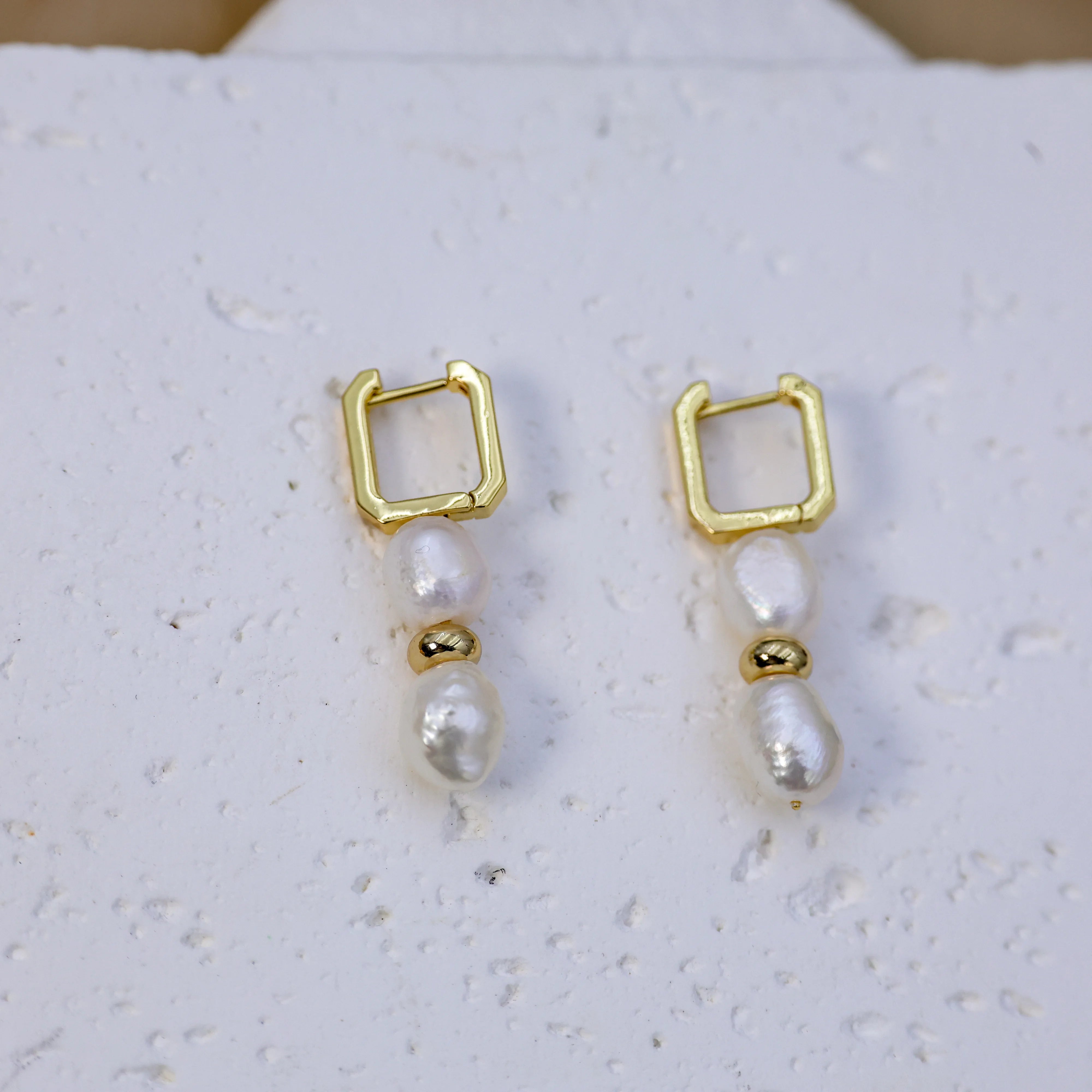 DIY Fashion Design Natural Freshwater Pearl 18K Gold Plated Women's Earrings