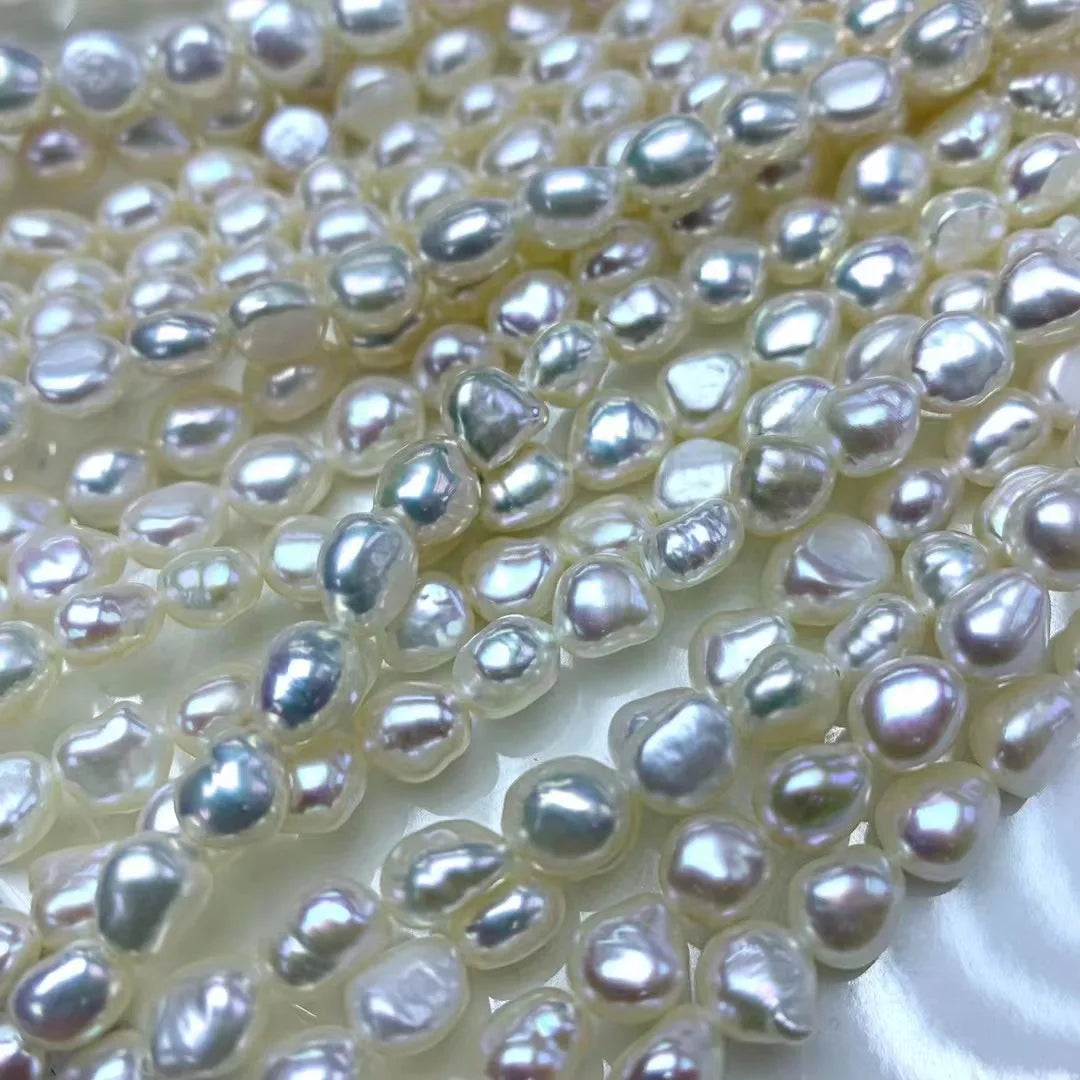 High Strong Luster Flawless 7-8mm Baroque Double Shiny Freshwater Natural String Pearl Necklace for DIY Jewelry Making Wholesale