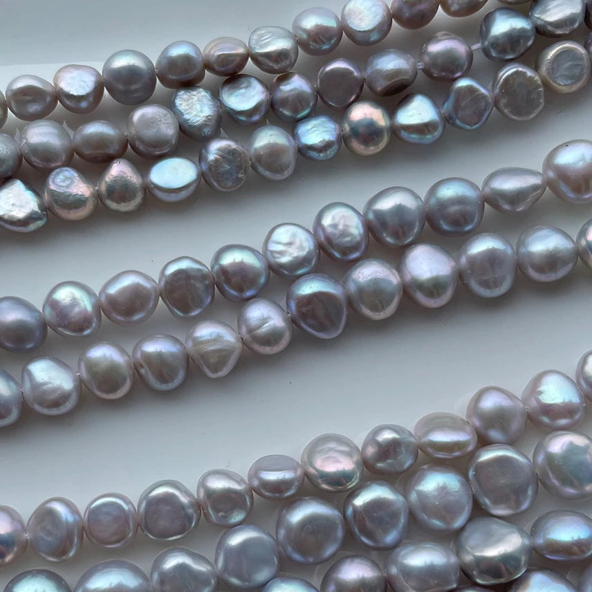 5-6mm Baroque Freshwater Pearl Bead Grey Color with Smooth Surface Natural Loose Strand Bracelet Necklace Make for Fine Jewelry