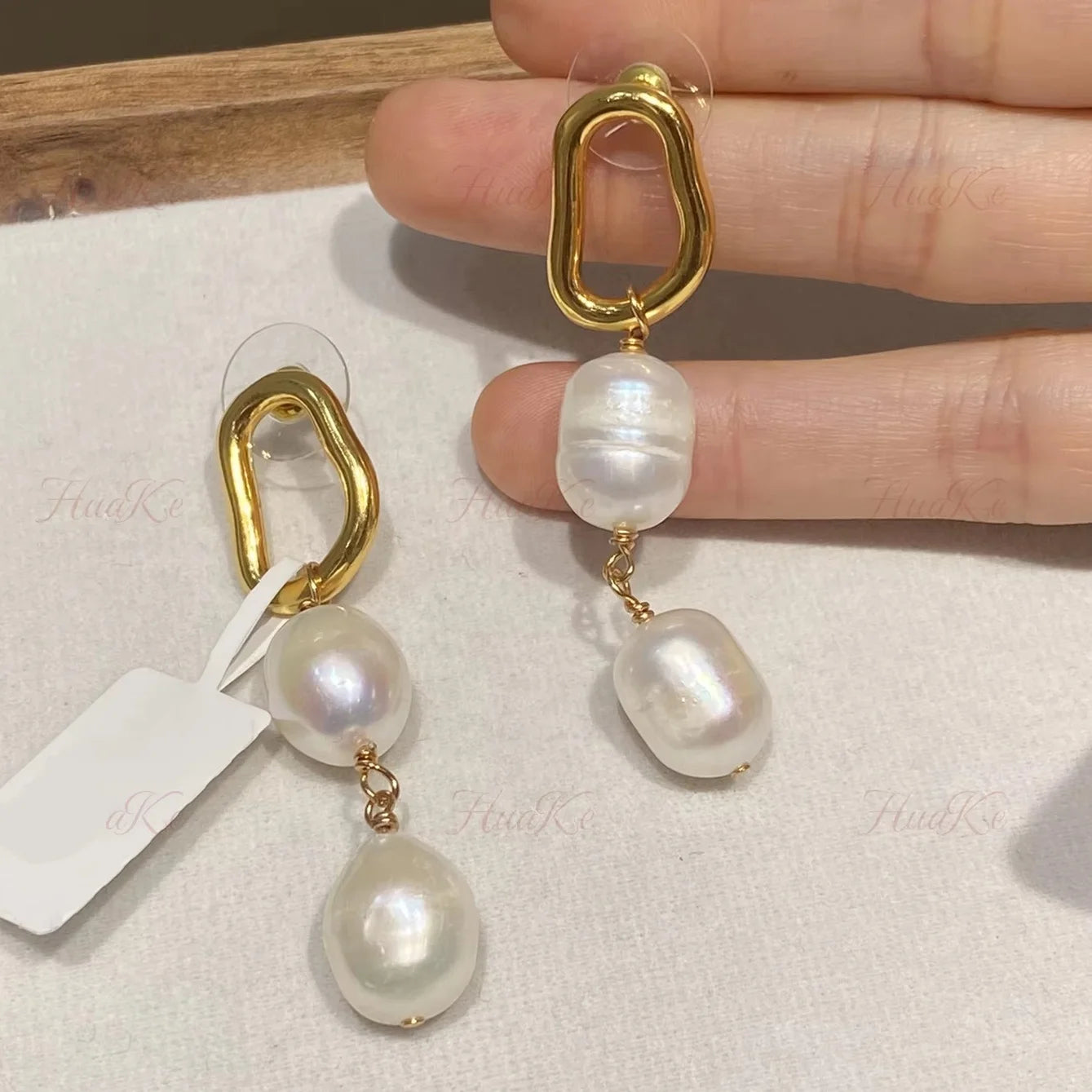 DIY Fashion Design Natural Freshwater Pearl 18K Gold Plated Women's Earrings