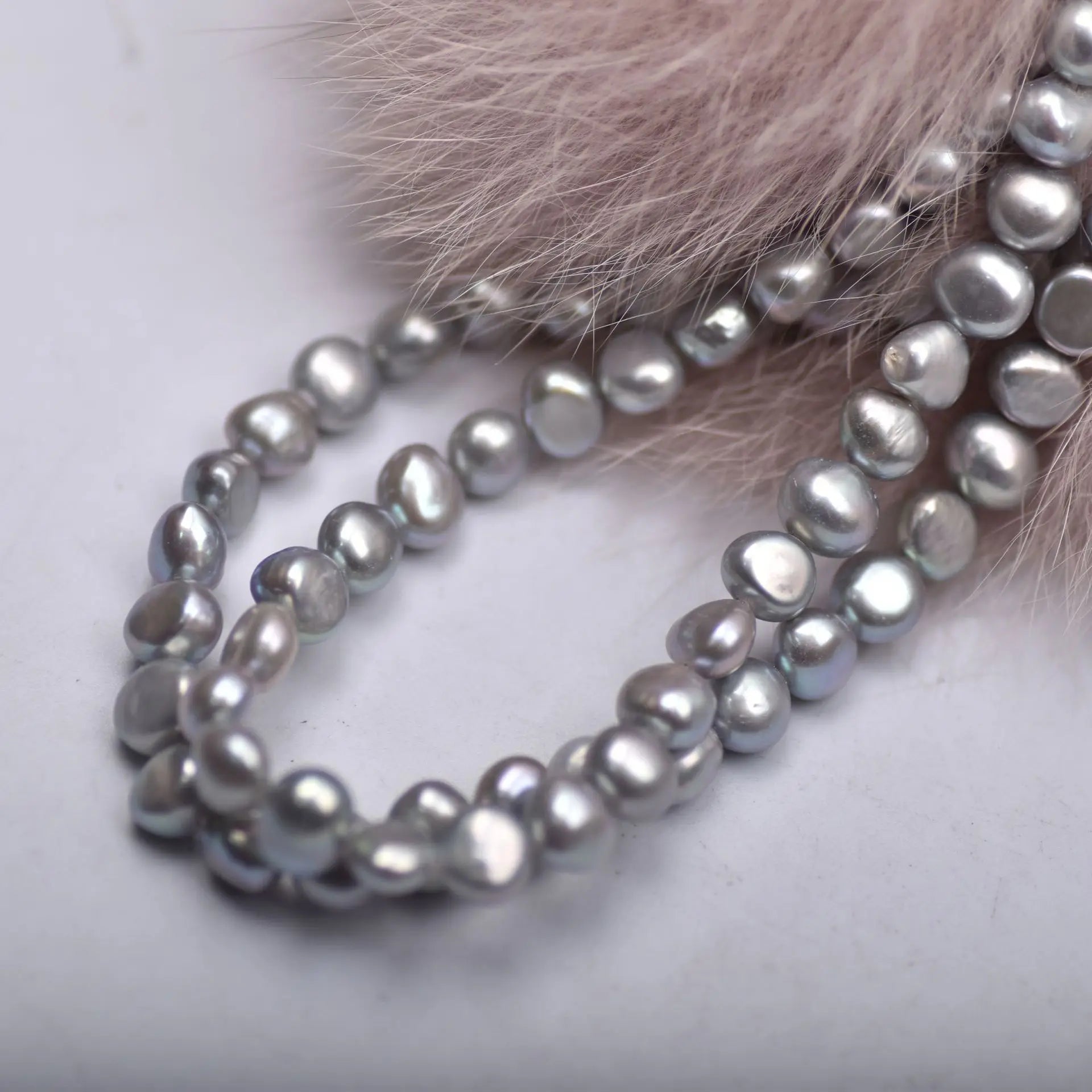 Natural freshwater pearls 7-8mm Freshwater Baroque Pearls Gray Silver Color Strands for Jewelry Use Customizable Hole