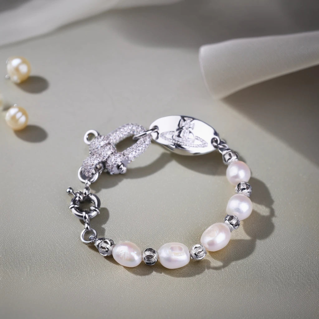 Ladies' custom fashion plated 18K gold Natural freshwater pearl bracelet fashion jewelry