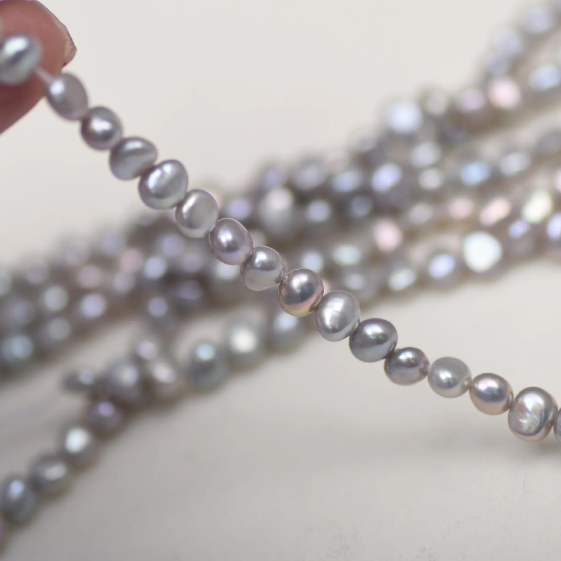 5-6mm Baroque Freshwater Pearl Bead Grey Color with Smooth Surface Natural Loose Strand Bracelet Necklace Make for Fine Jewelry