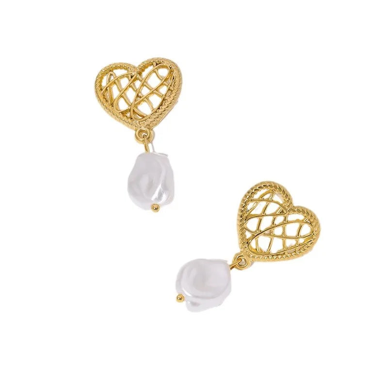 DIY Fashion Design Freshwater Baroque Pearl Earrings High Quality Dabarok Women's High End Earrings 18K gold-plated
