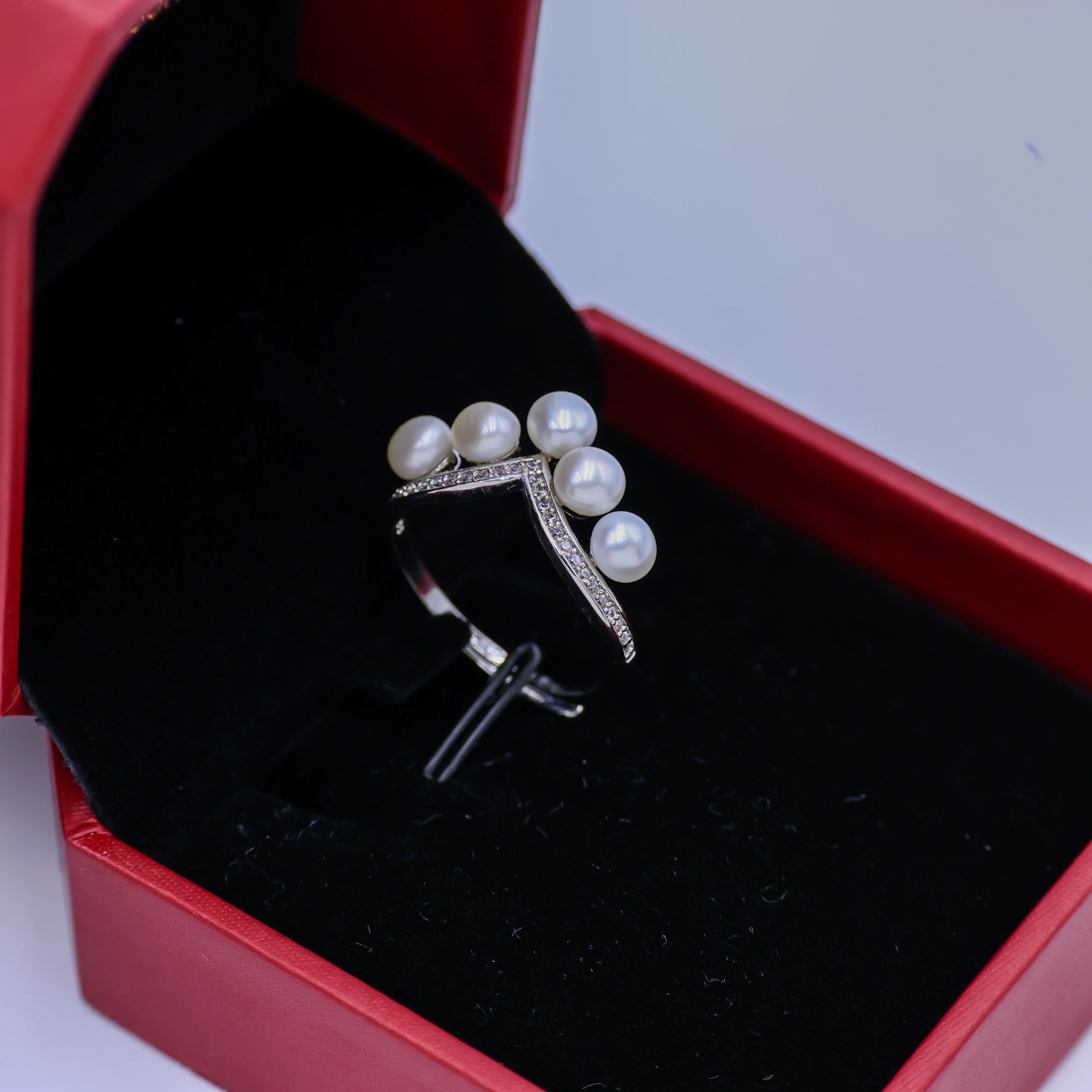 18K Platinum Plated Wedding Ring Elegance White Freshwater Natural Pearls Super Quality Beautiful Women's Engagement Gifts