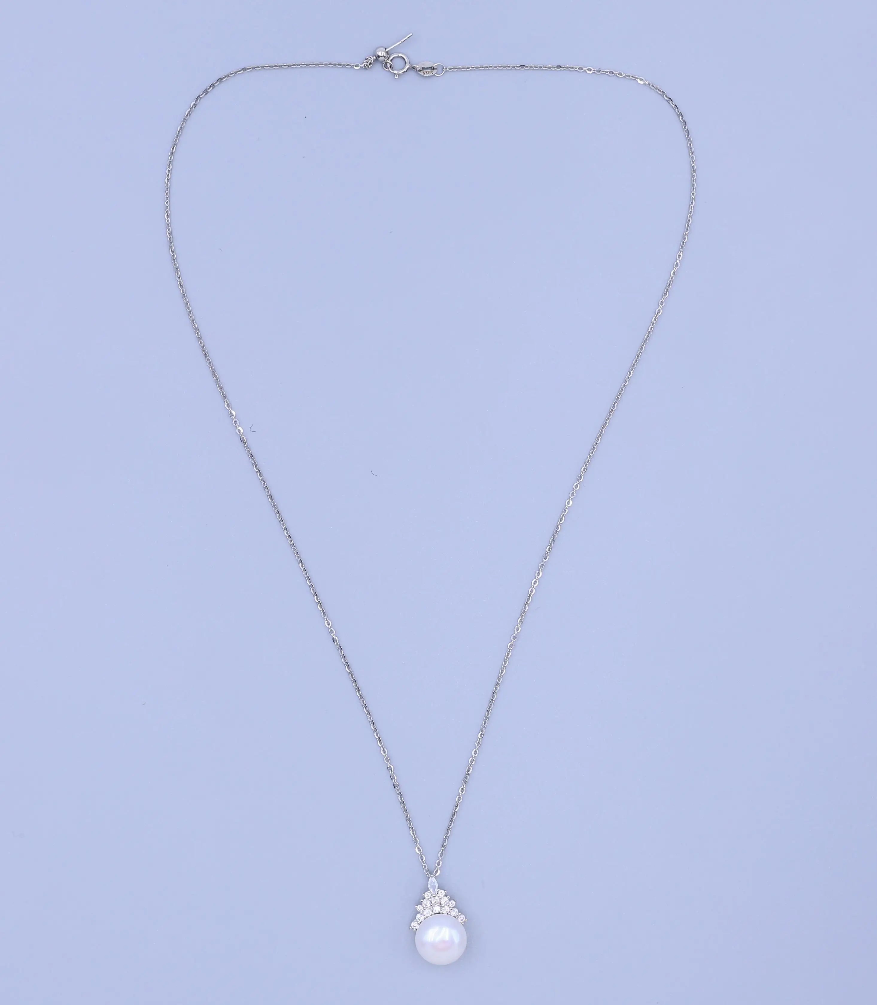 Natural Freshwater Pearl Jewelry Women Platinum plated necklace Crystal broken diamond pairing Shining beautiful and generous