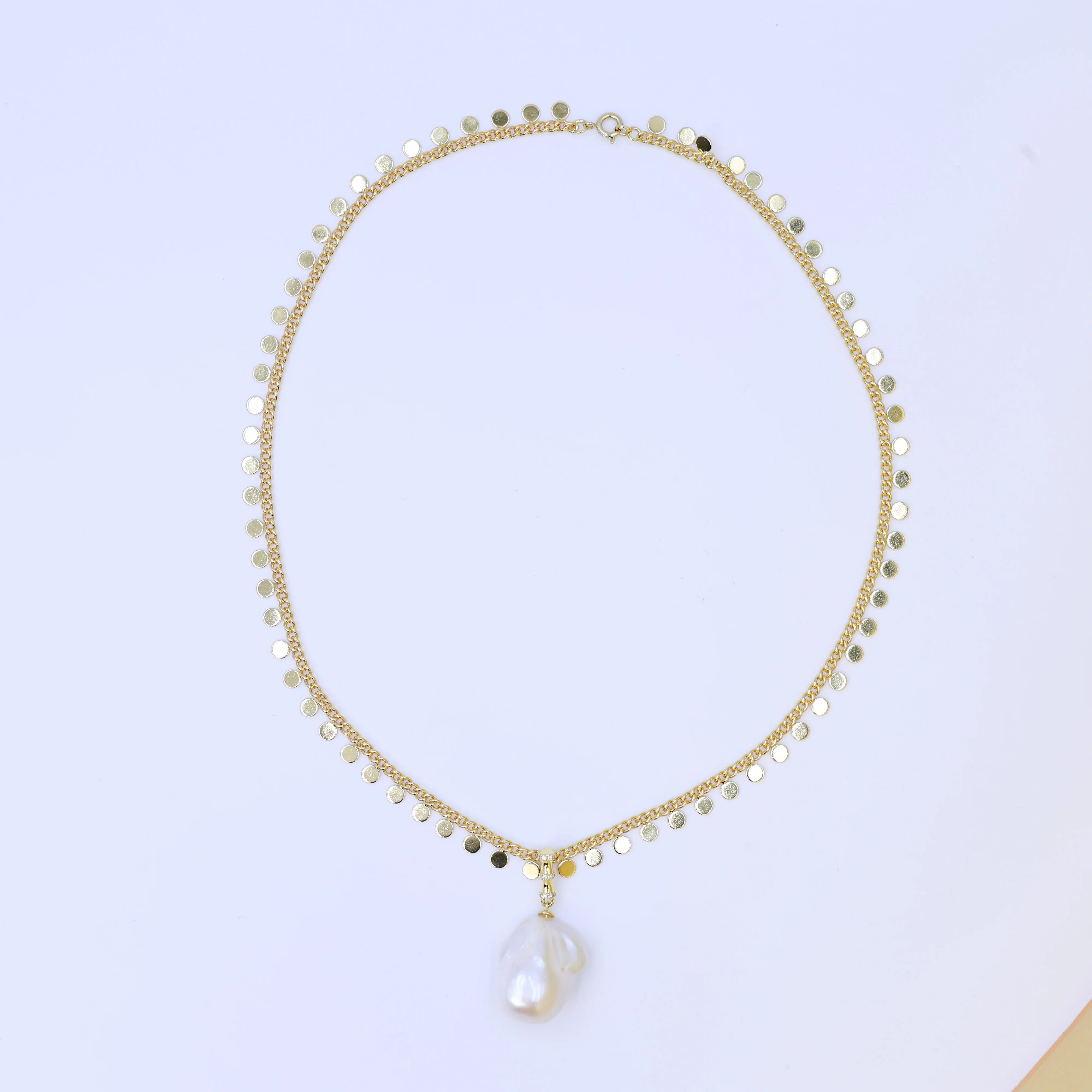 Ladies' DIY 18K gold plated high-end natural shaped pearl Baroque necklace