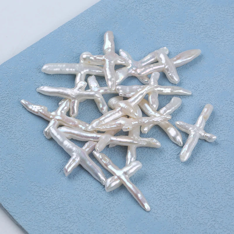 Wholesale Natural Cultured Cross Shaped Pearls Beads White Pink Freshwater Pearl for Jewelry round Baroque Shaped Loose Pearls