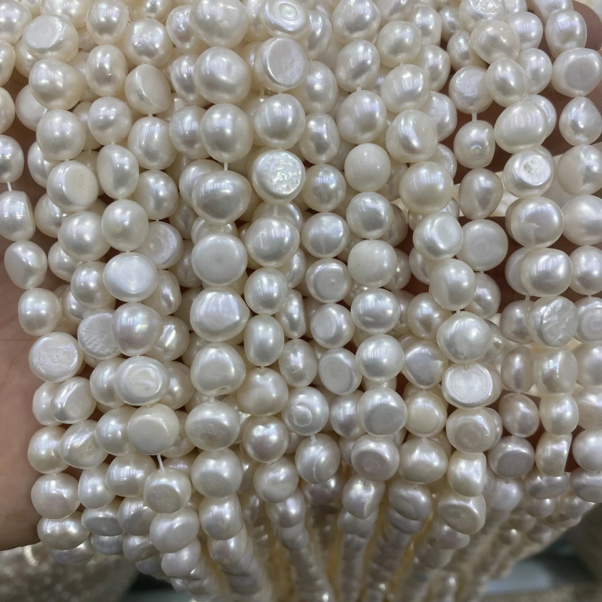 DIY Baroque Natural round Rice Shape Freshwater Pearl Beads White Loose Pearls for Jewelry Making 9-10mm pearl