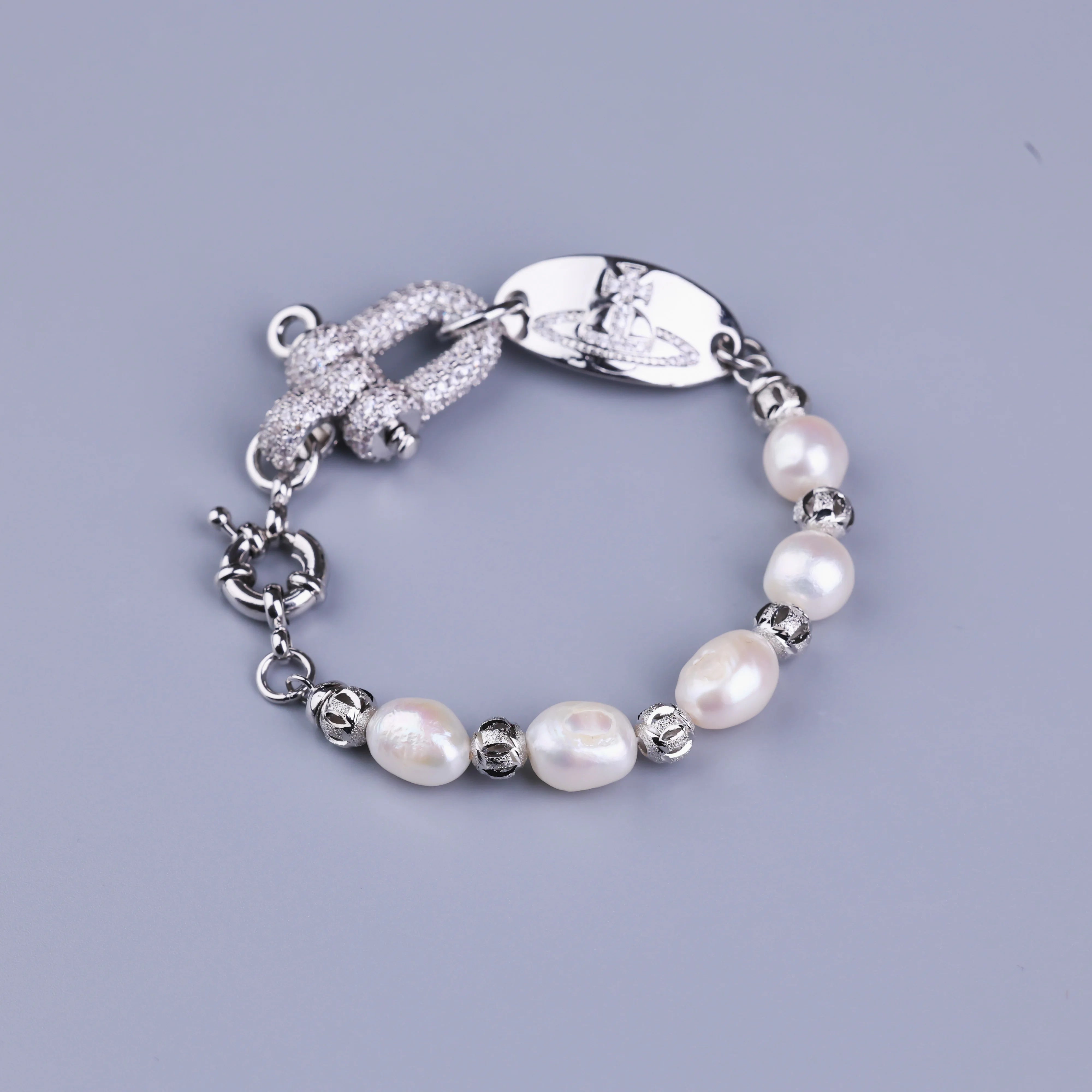 Ladies' custom fashion plated 18K gold Natural freshwater pearl bracelet fashion jewelry