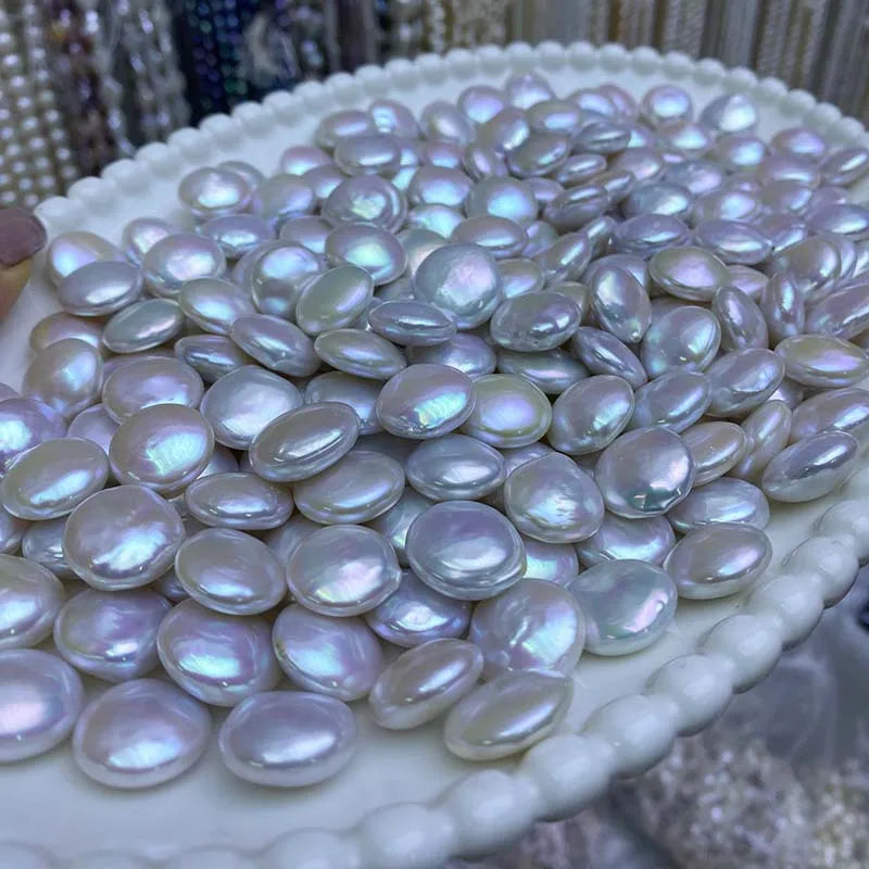 15mm White Button shape Cultured natural Freshwater Pearl Baroque Loose Beads High Luster Flawless for DIY Jewelry Making