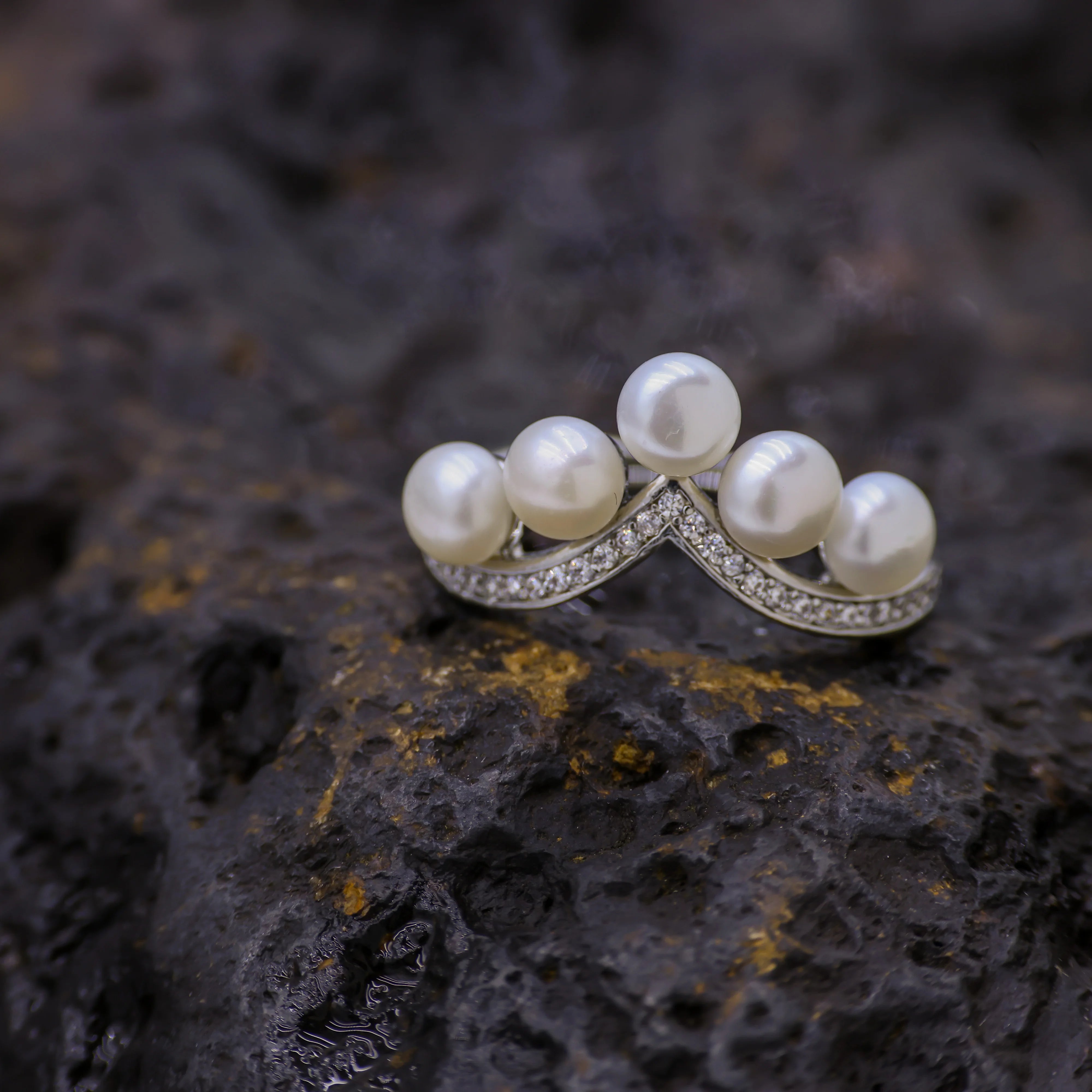 18K Platinum Plated Wedding Ring Elegance White Freshwater Natural Pearls Super Quality Beautiful Women's Engagement Gifts