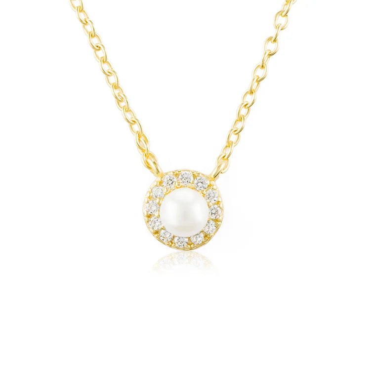 DIY Fashion Design Freshwater Natural Pearl 18K Gold Plated Necklace Cute Style for Wedding and Party Gift