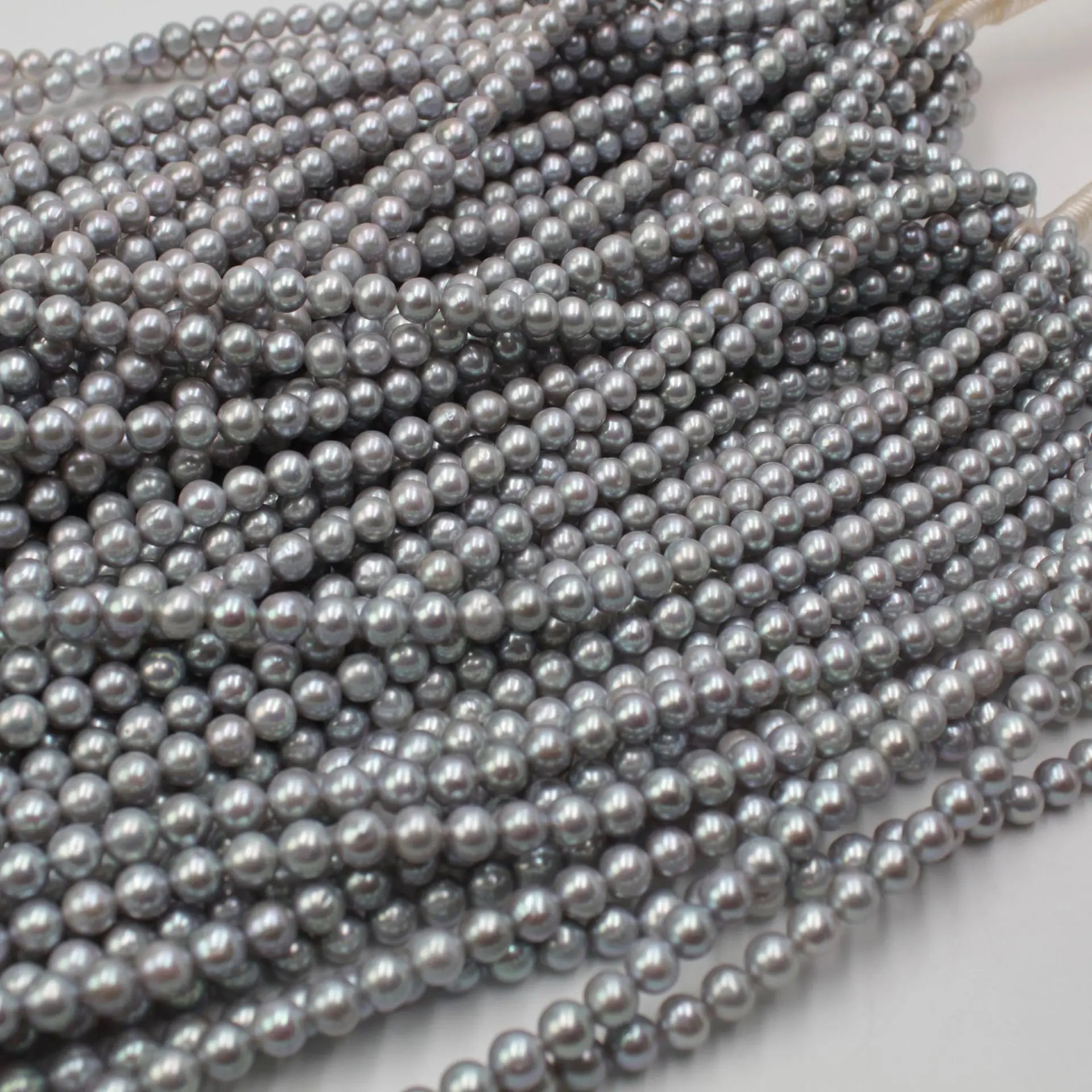 4A Grade 7-8mm Natural Gray Freshwater Pearls Loose round Pearl Drilled for DIY Jewelry & Jewelry Making