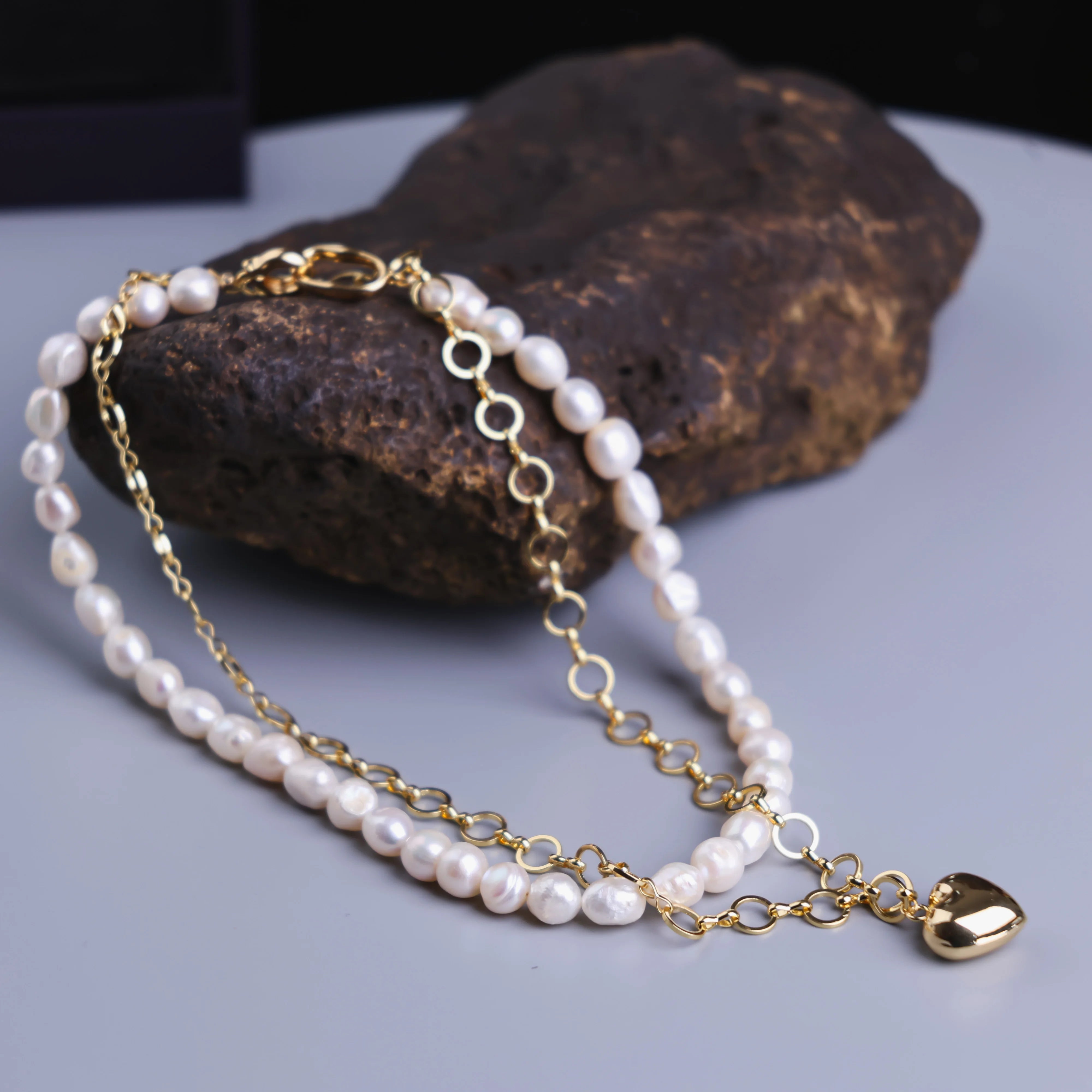 Customizable elegant gold-plated bracelet for Lady, adjustable freshwater pearl bead gold-plated fashionable jewelry
