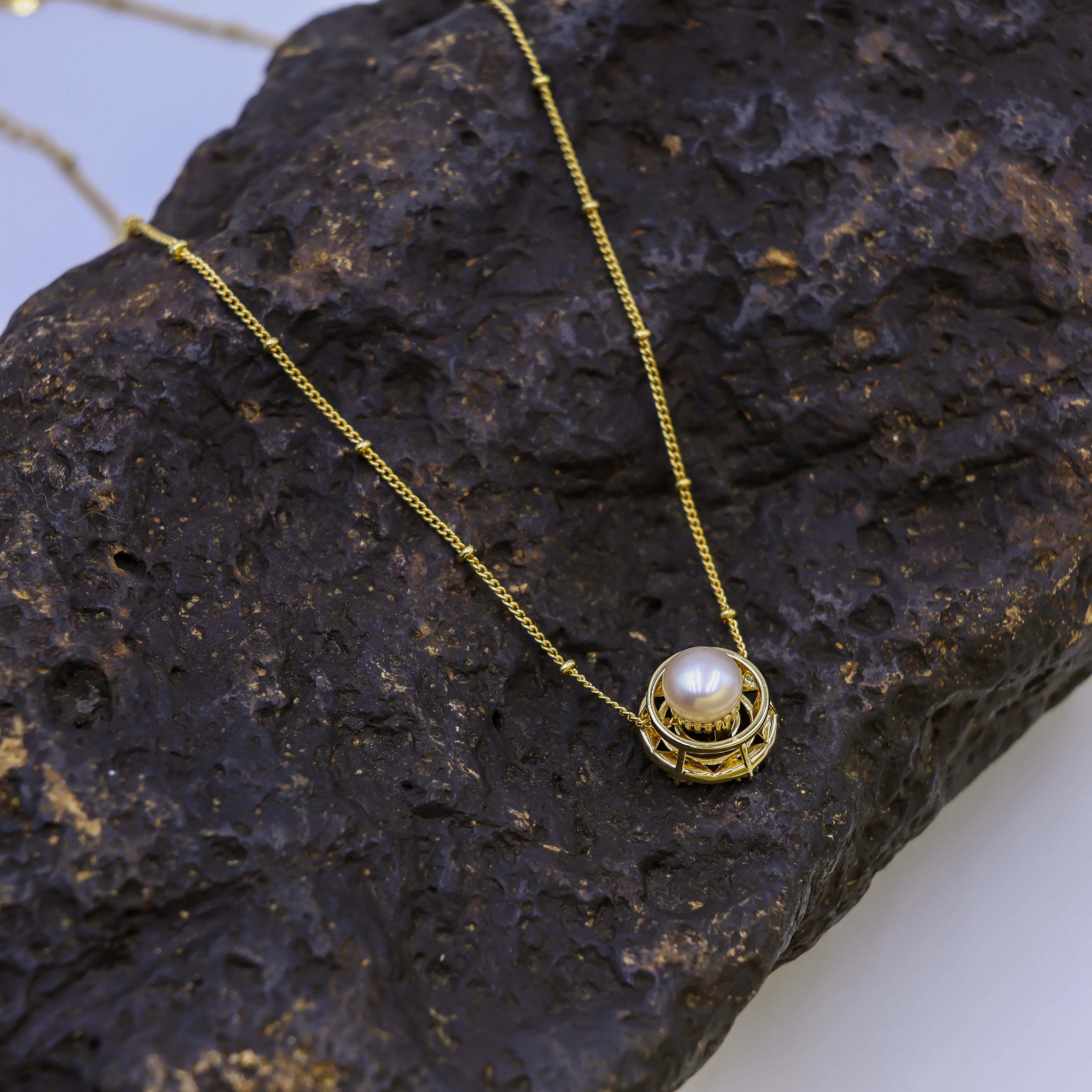 DIY Fashion Design Freshwater Natural Pearl 18K Gold Plated Necklace Cute Style for Wedding and Party Gift