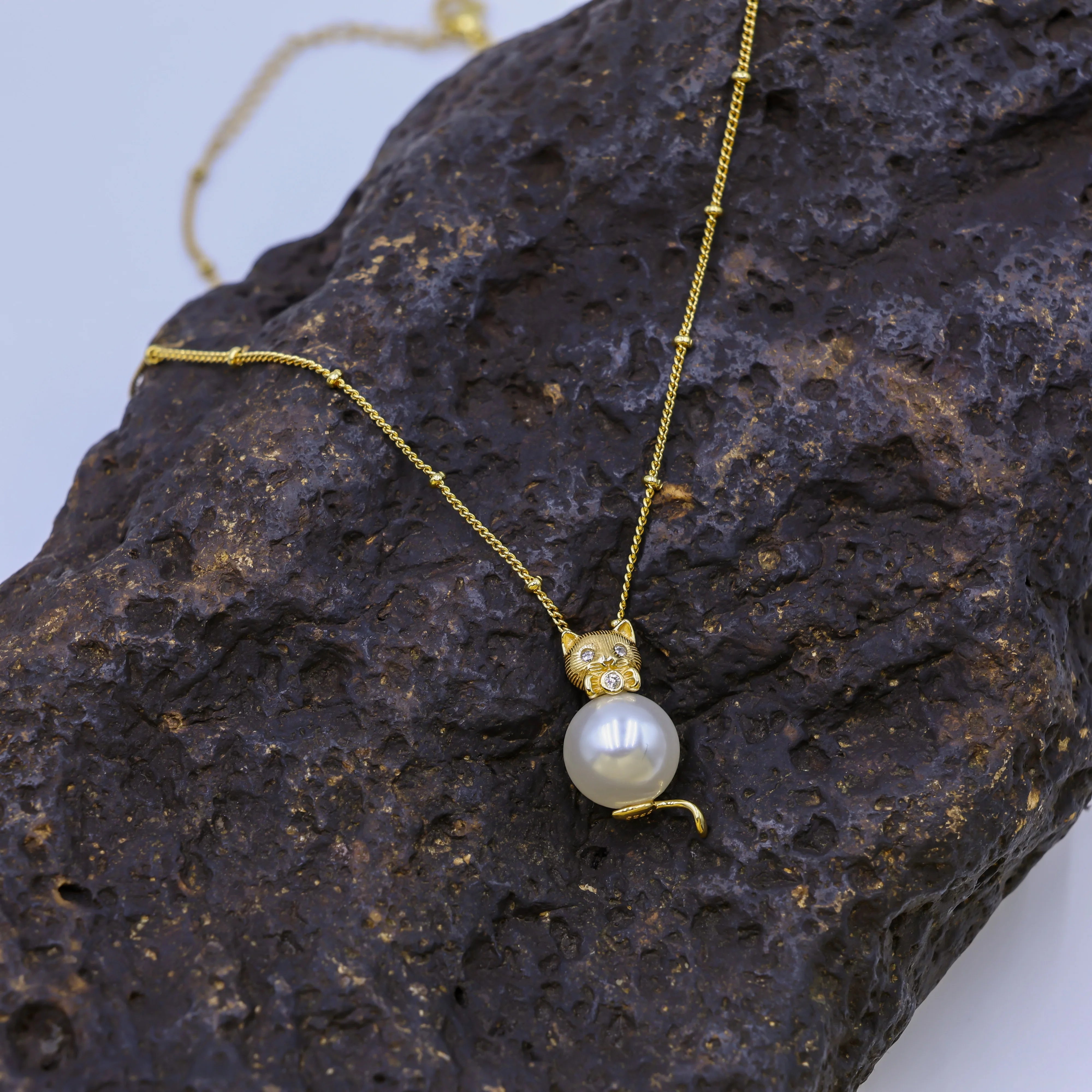 925 Sterling Silver Freshwater Pearl Necklace with Moissanite Diamonds Faux Pearl Pattern Wedding Party Jewelry Gift Women