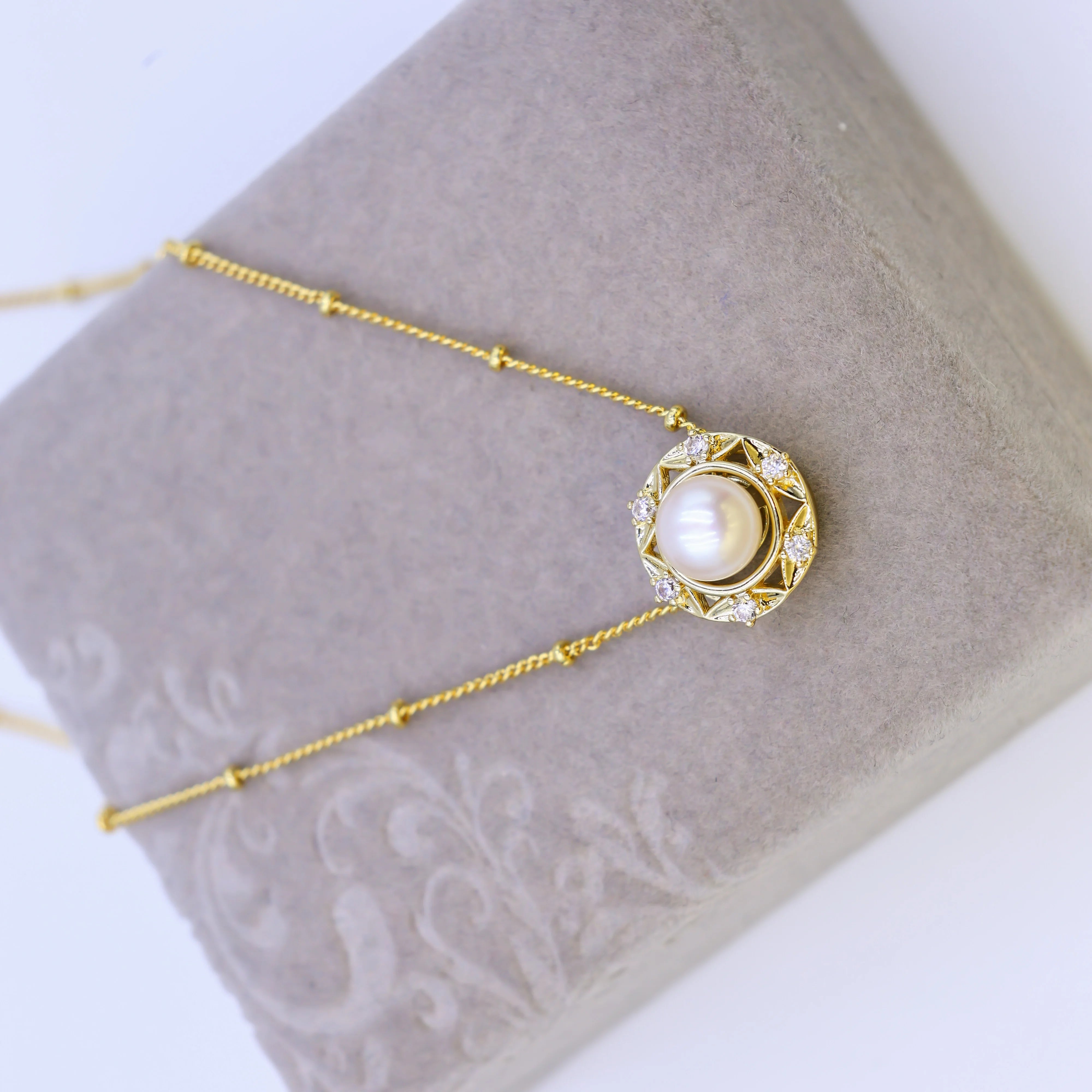 DIY Fashion Design Freshwater Natural Pearl 18K Gold Plated Necklace Cute Style for Wedding and Party Gift