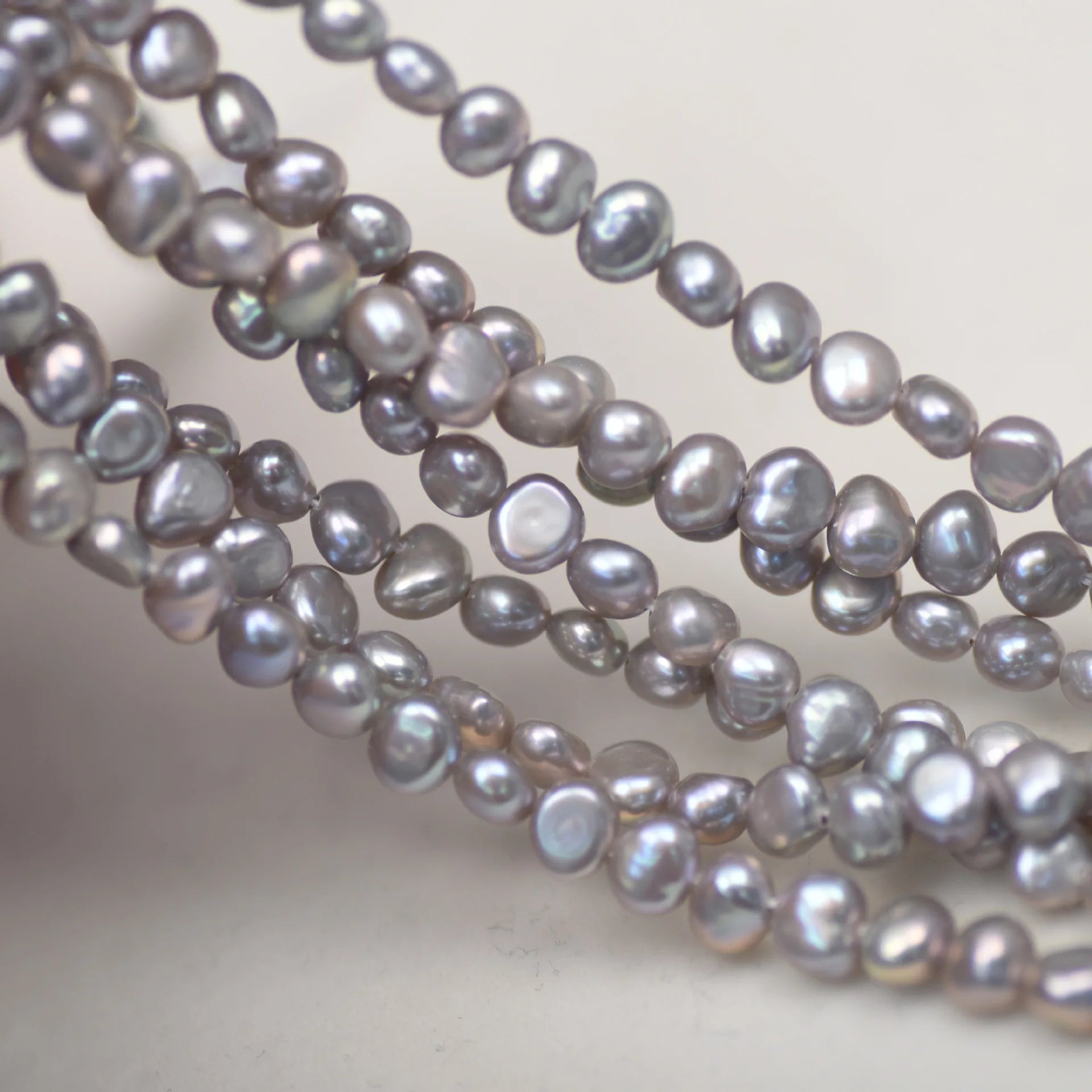 5-6mm Baroque Freshwater Pearl Bead Grey Color with Smooth Surface Natural Loose Strand Bracelet Necklace Make for Fine Jewelry