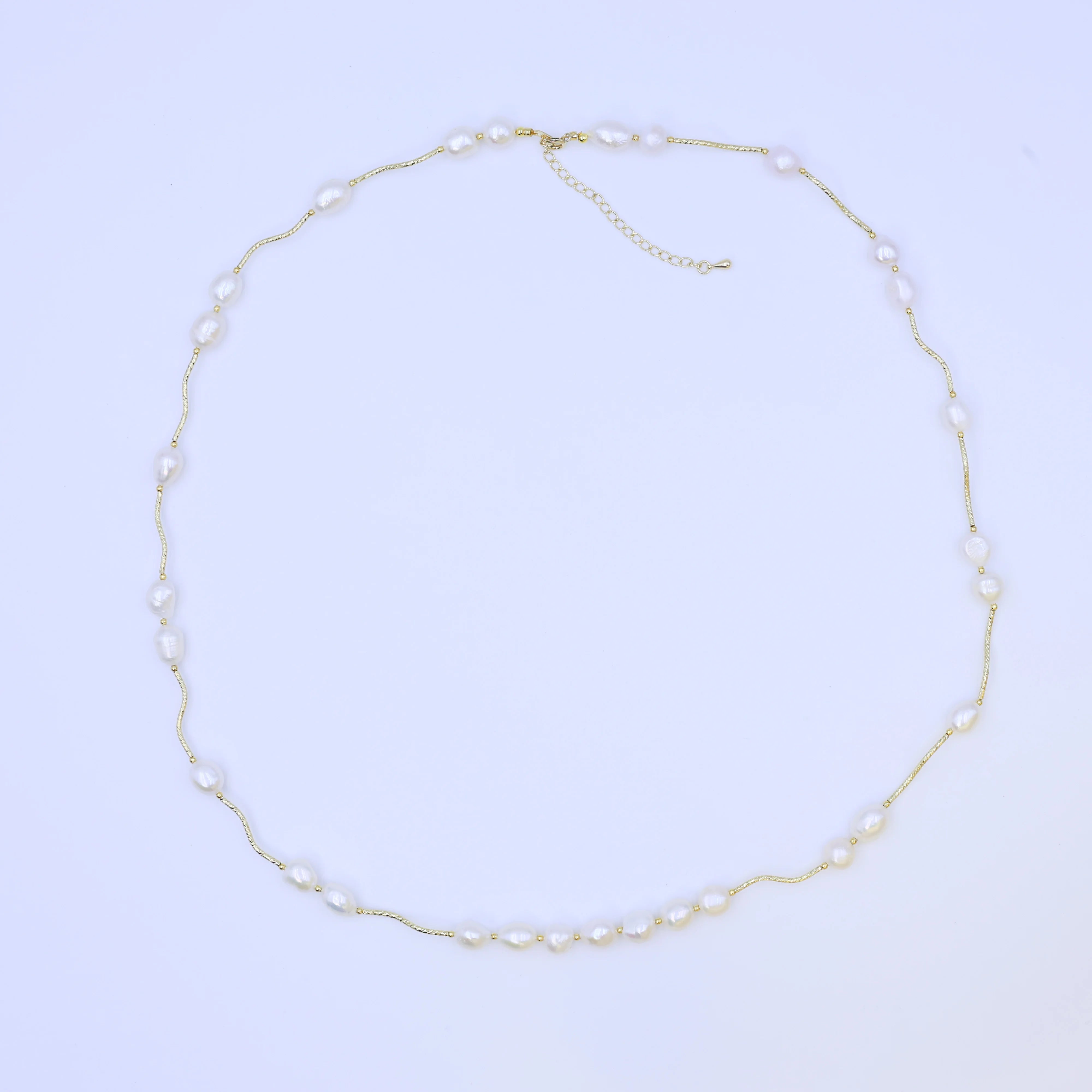 DIY Design Long necklace Women's Beautiful Natural Freshwater Pearl Necklace Paired with Dress, High end and Elegant gold-plated
