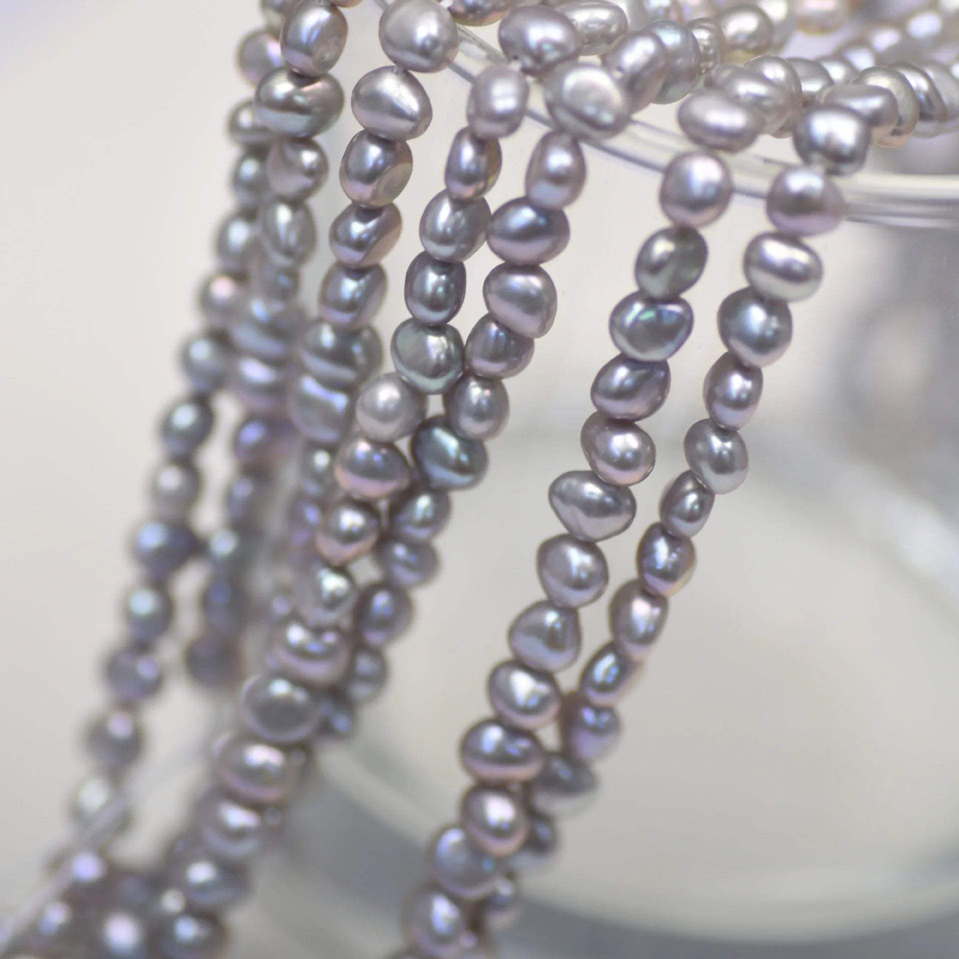 5-6mm Baroque Freshwater Pearl Bead Grey Color with Smooth Surface Natural Loose Strand Bracelet Necklace Make for Fine Jewelry