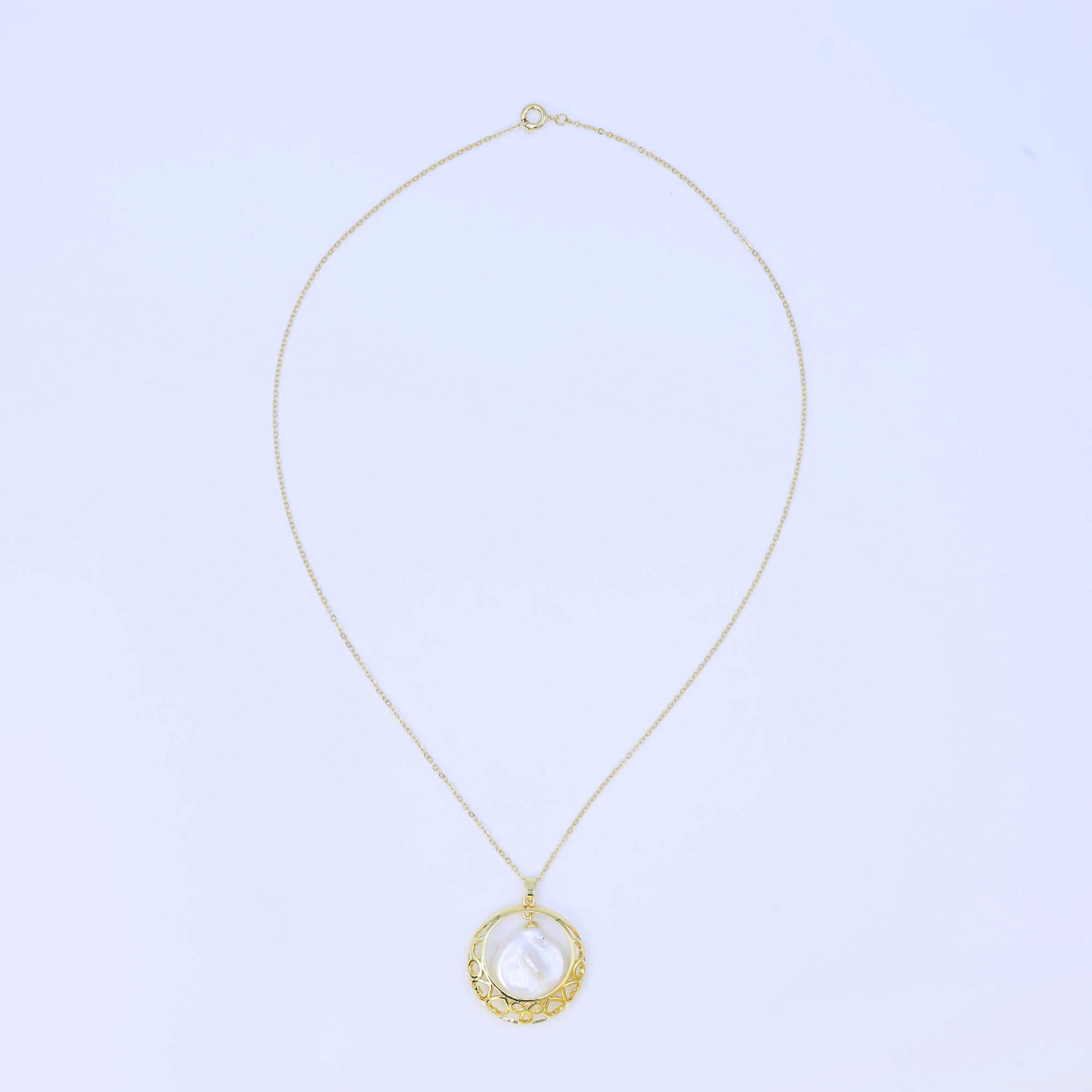 DIY Design Natural Freshwater Baroque Pearl Pendant unisex Necklace French Style Design 18K Gold Plating Trendy Gift