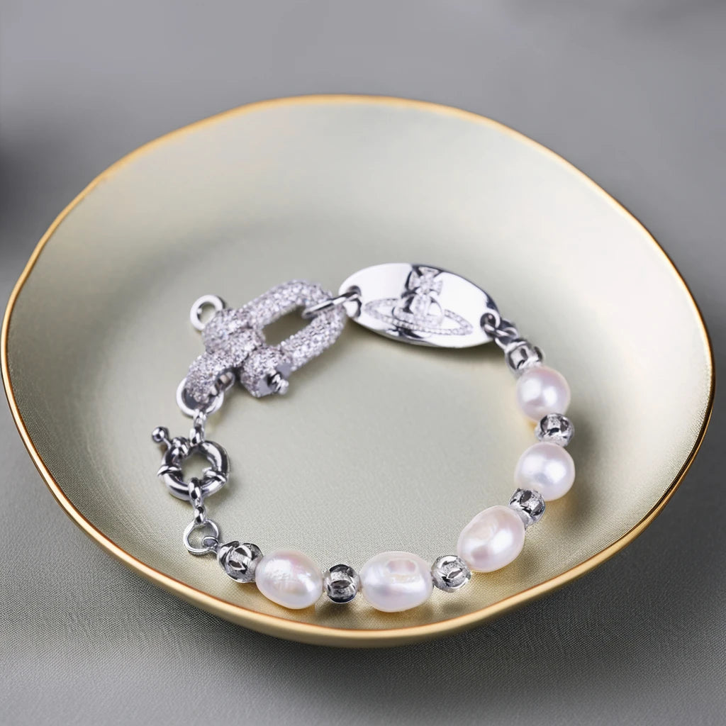 Ladies' custom fashion plated 18K gold Natural freshwater pearl bracelet fashion jewelry