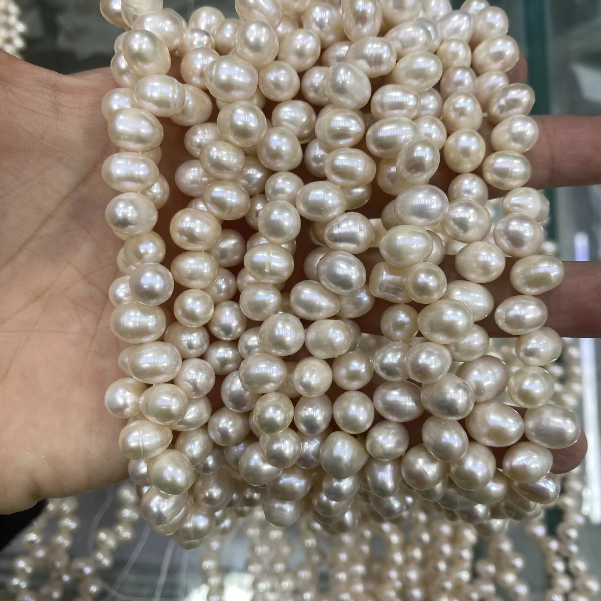 Natural Freshwater round Pearl Beads 8-8.5mm White Color Strong Light Grain-Free Spot-Free DIY Jewelry Accessories Pearl