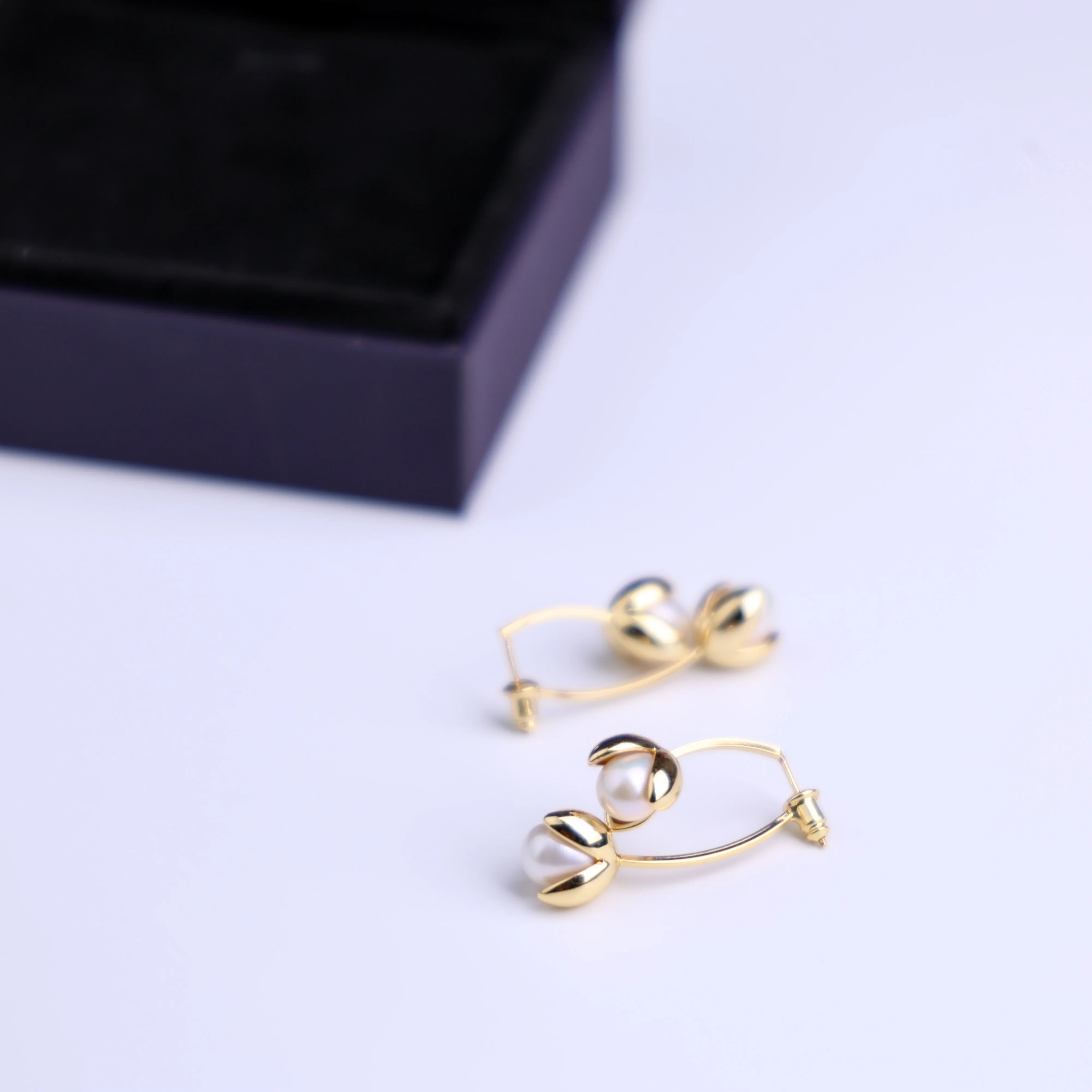 DIY Fashion Design Women's Trendy Tulip Earrings Freshwater Natural Pearls with18K gold Wedding Gift Wholesale Fashion Jewelry