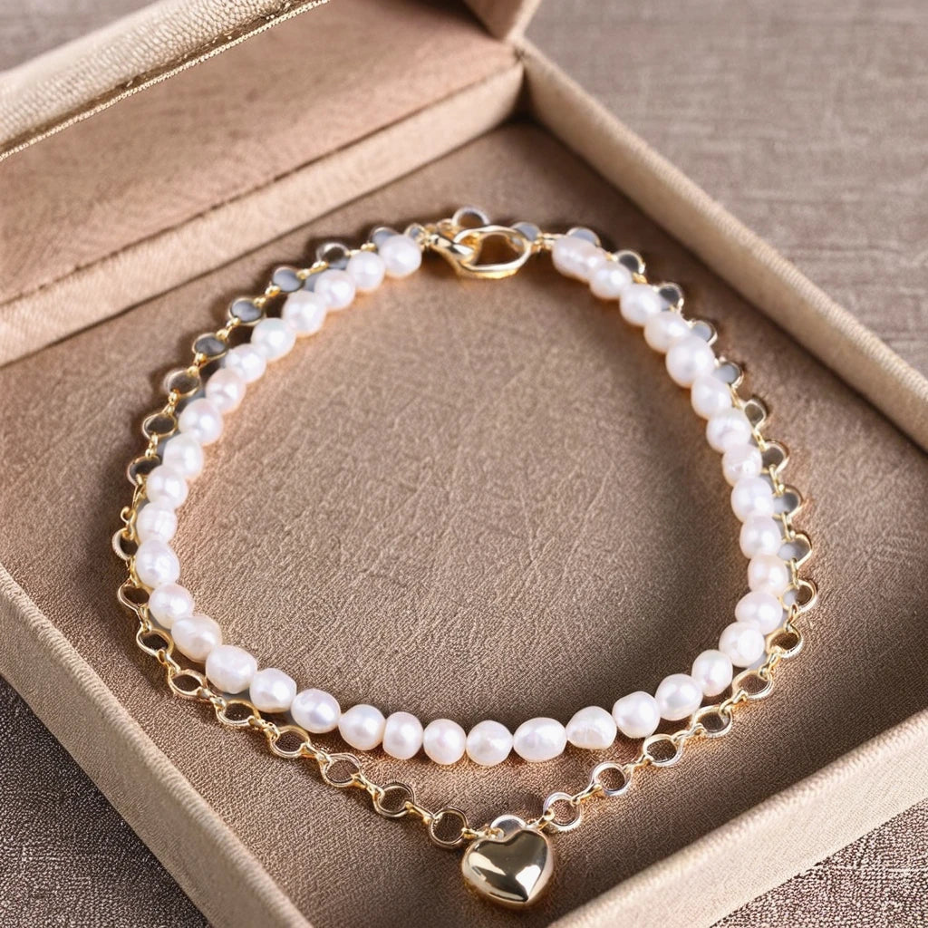 Customizable elegant gold-plated bracelet for Lady, adjustable freshwater pearl bead gold-plated fashionable jewelry