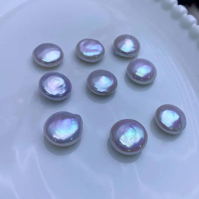 15mm White Button shape Cultured natural Freshwater Pearl Baroque Loose Beads High Luster Flawless for DIY Jewelry Making