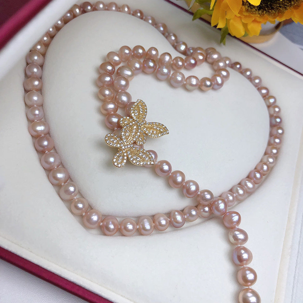 "Freshwater Pearl Necklace | Long-Length Simple Fashion for Women"