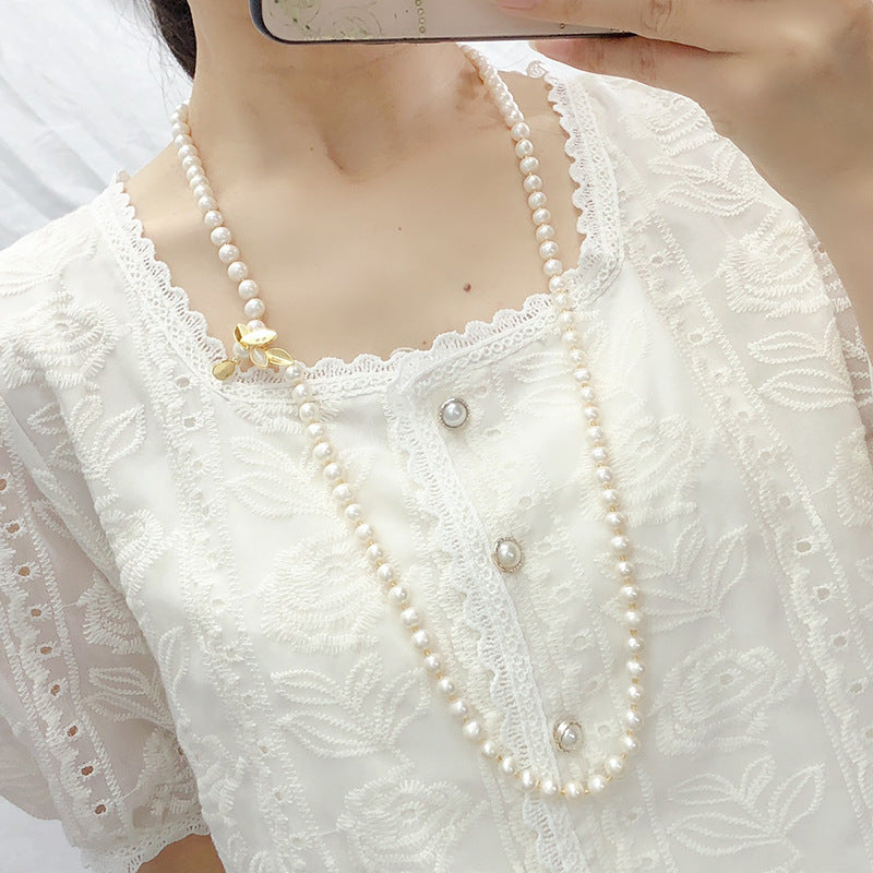 "Freshwater Pearl Necklace | Long-Length Simple Fashion for Women"