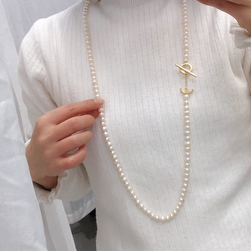 "Freshwater Pearl Necklace | Long-Length Simple Fashion for Women"