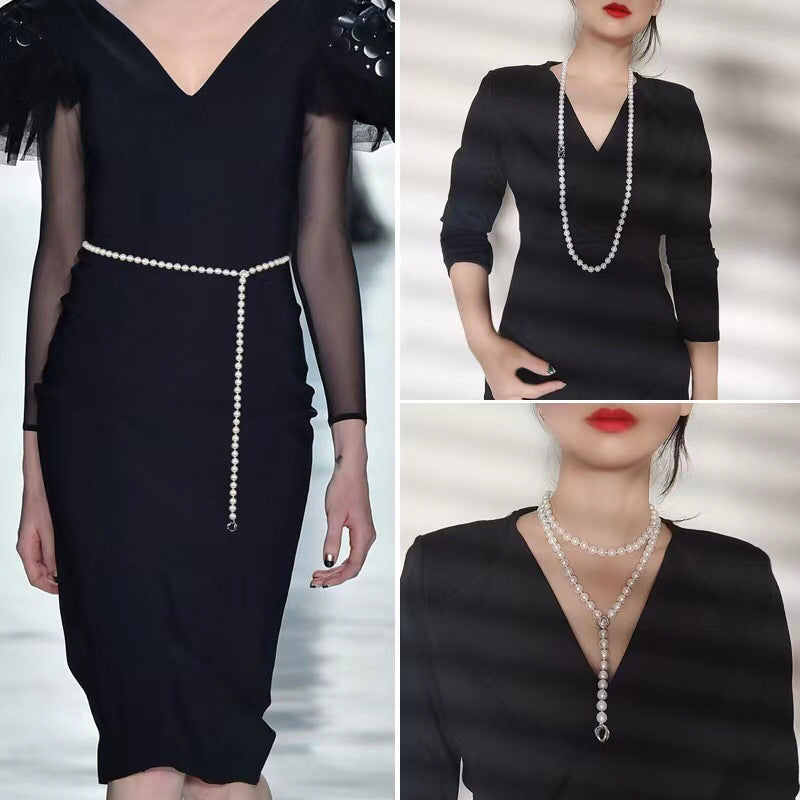 "Freshwater Pearl Necklace | Long-Length Simple Fashion for Women"