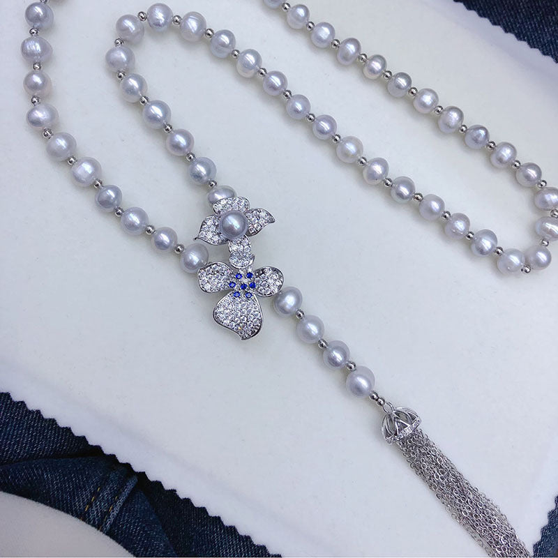 "Freshwater Pearl Necklace | Long-Length Simple Fashion for Women"